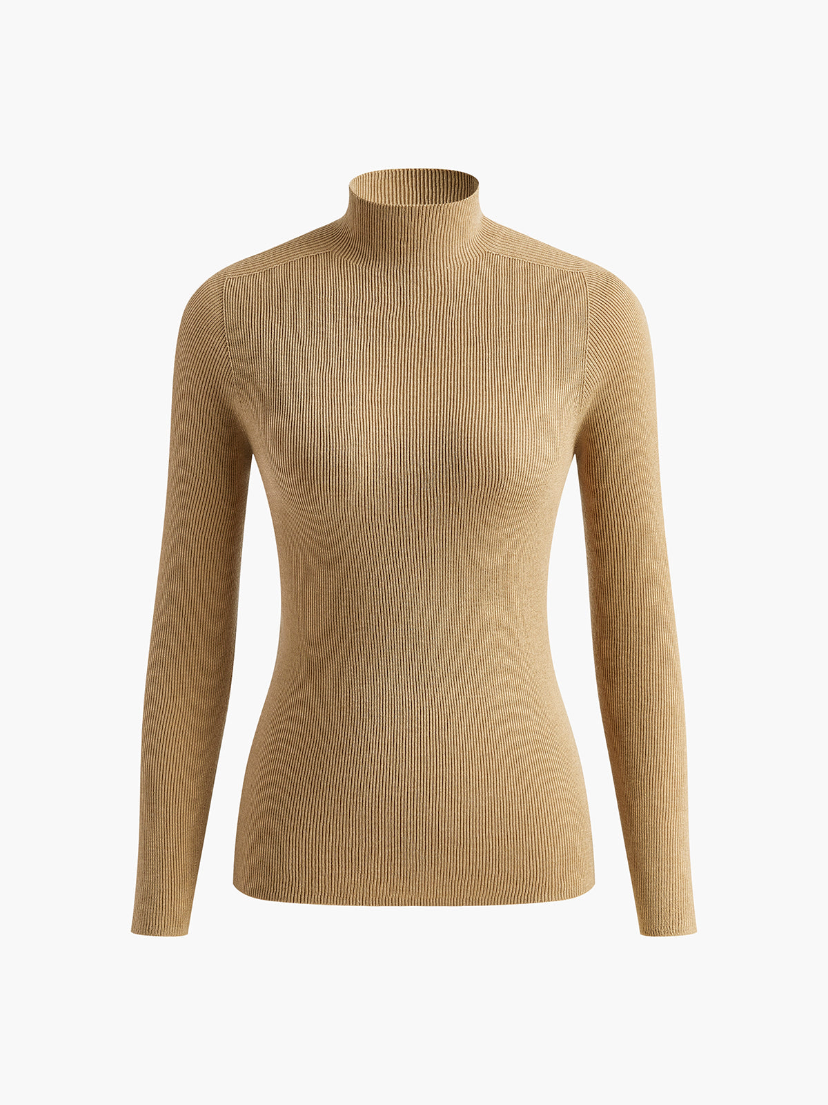 Mock Neck High Stretch Sweater-Chicvia