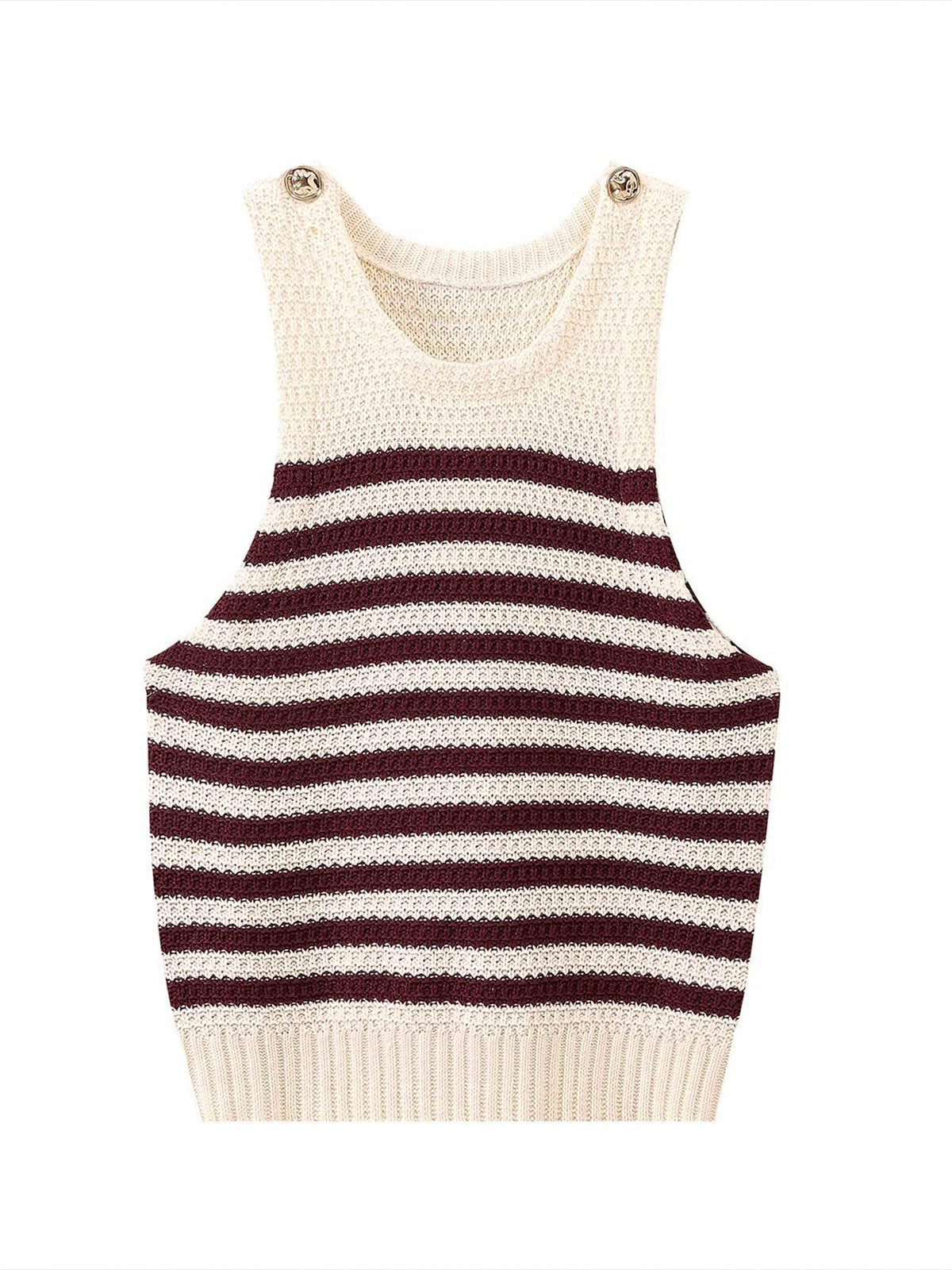 Leisure Striped Sweater Vest-Chicvia