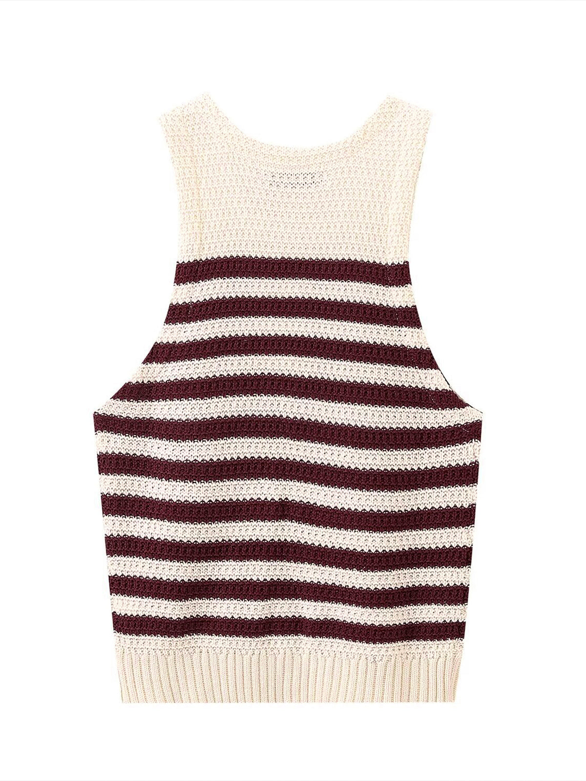 Leisure Striped Sweater Vest-Chicvia