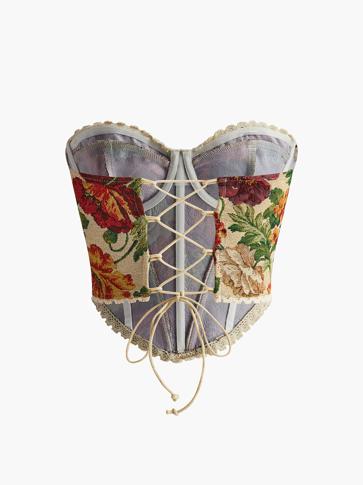 Floral Drawstring Corset-Chicvia
