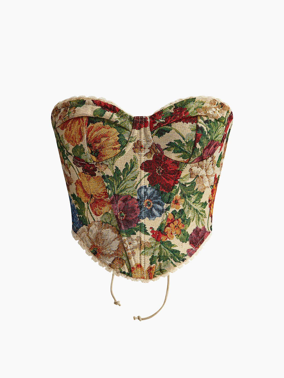 Floral Drawstring Corset-Chicvia