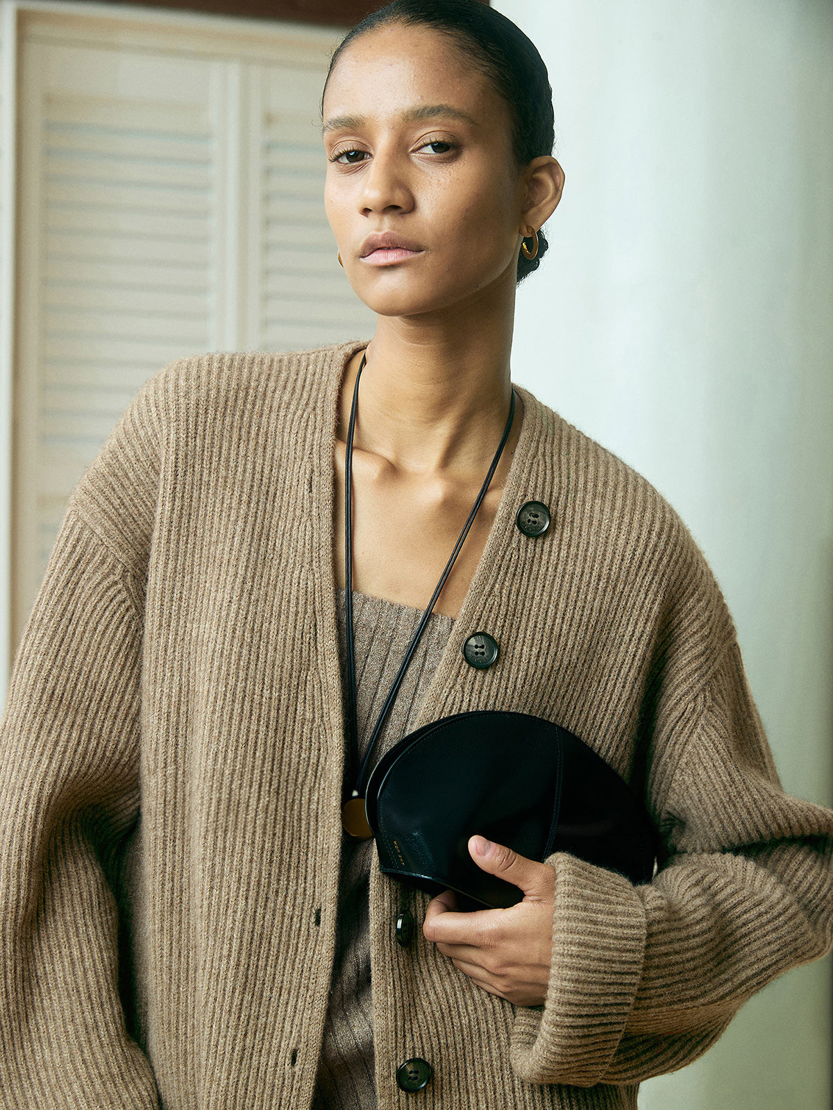 Ribbed Loose Knit Outerwear-Chicvia