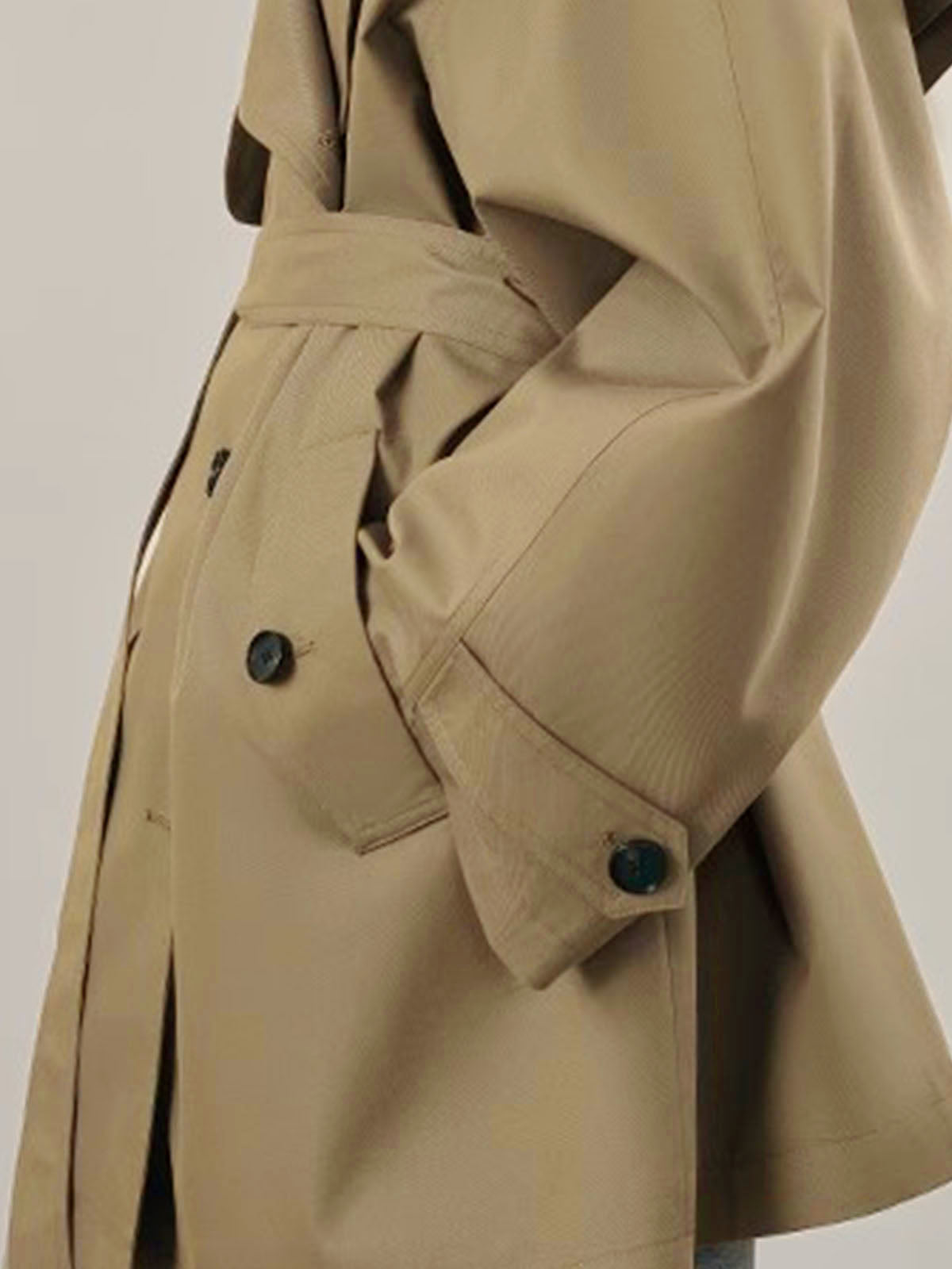 Lapel Oversized Belted Trench Coat-Chicvia