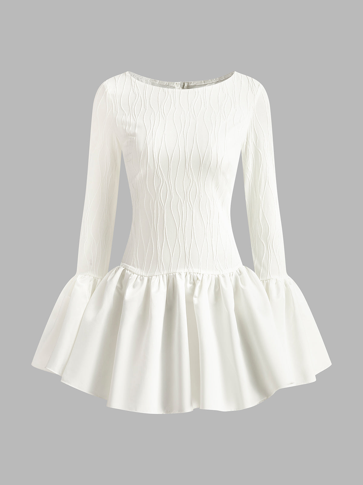 Piping Pleated Zipper Dress-Chicvia