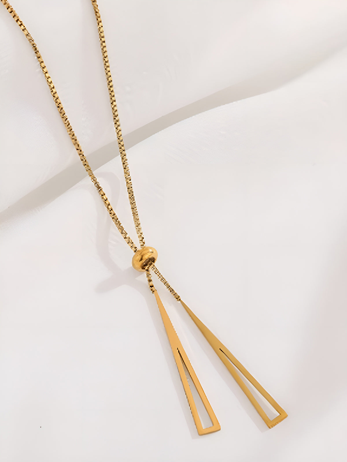 Golden Lariat Tassel Necklace-Chicvia
