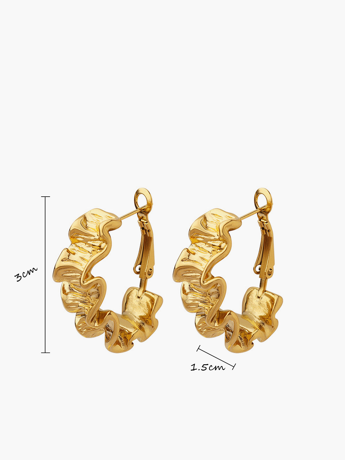 Pleated Wave Textured Hoop Earrings-Chicvia