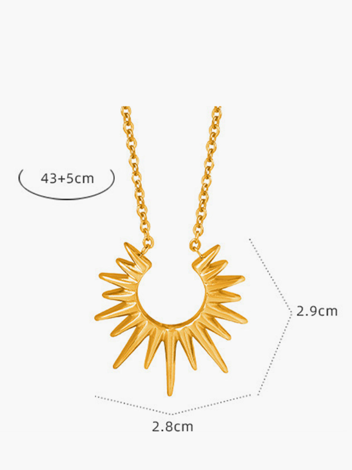 Golden Sunburst Pendant Necklace-Chicvia