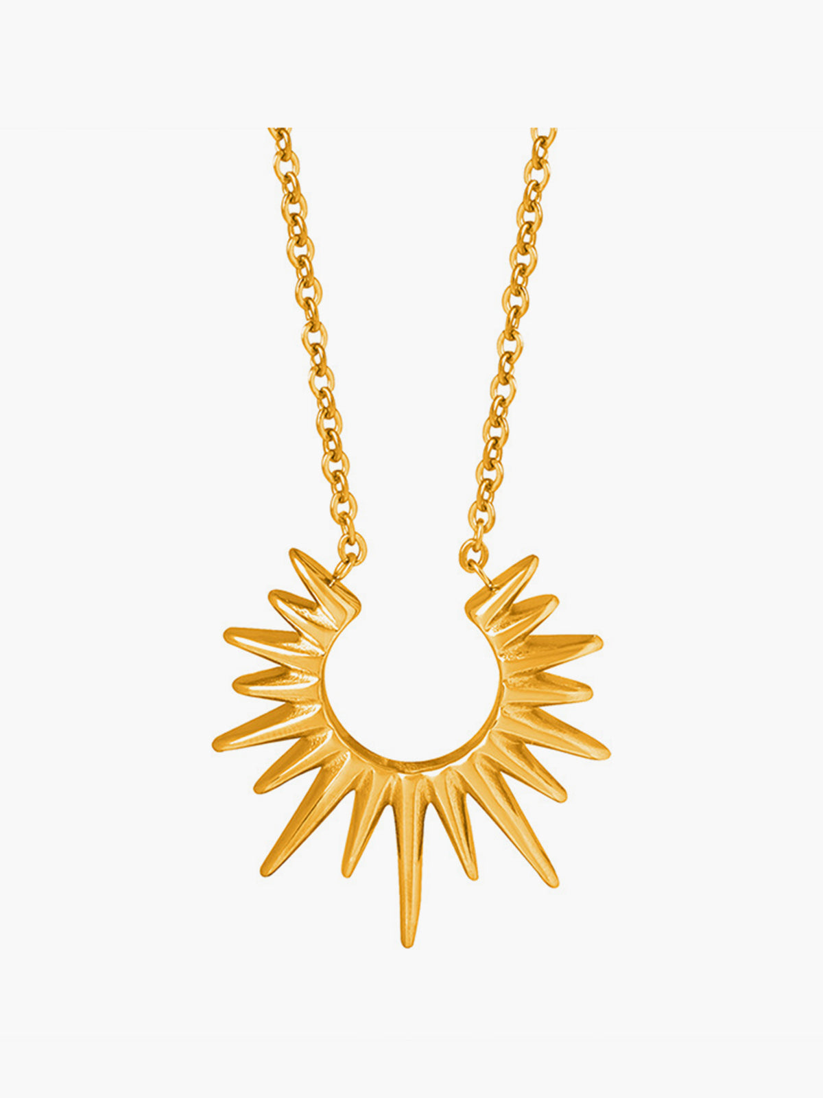 Golden Sunburst Pendant Necklace-Chicvia