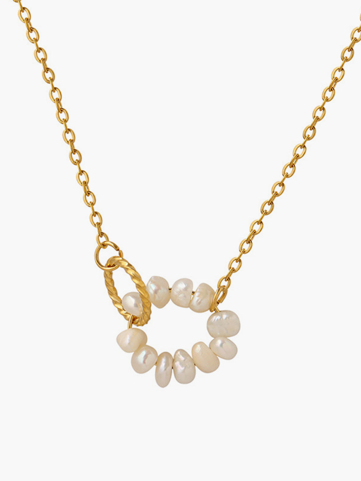 Oval Freshwater Pearl Pendant Necklace-Chicvia
