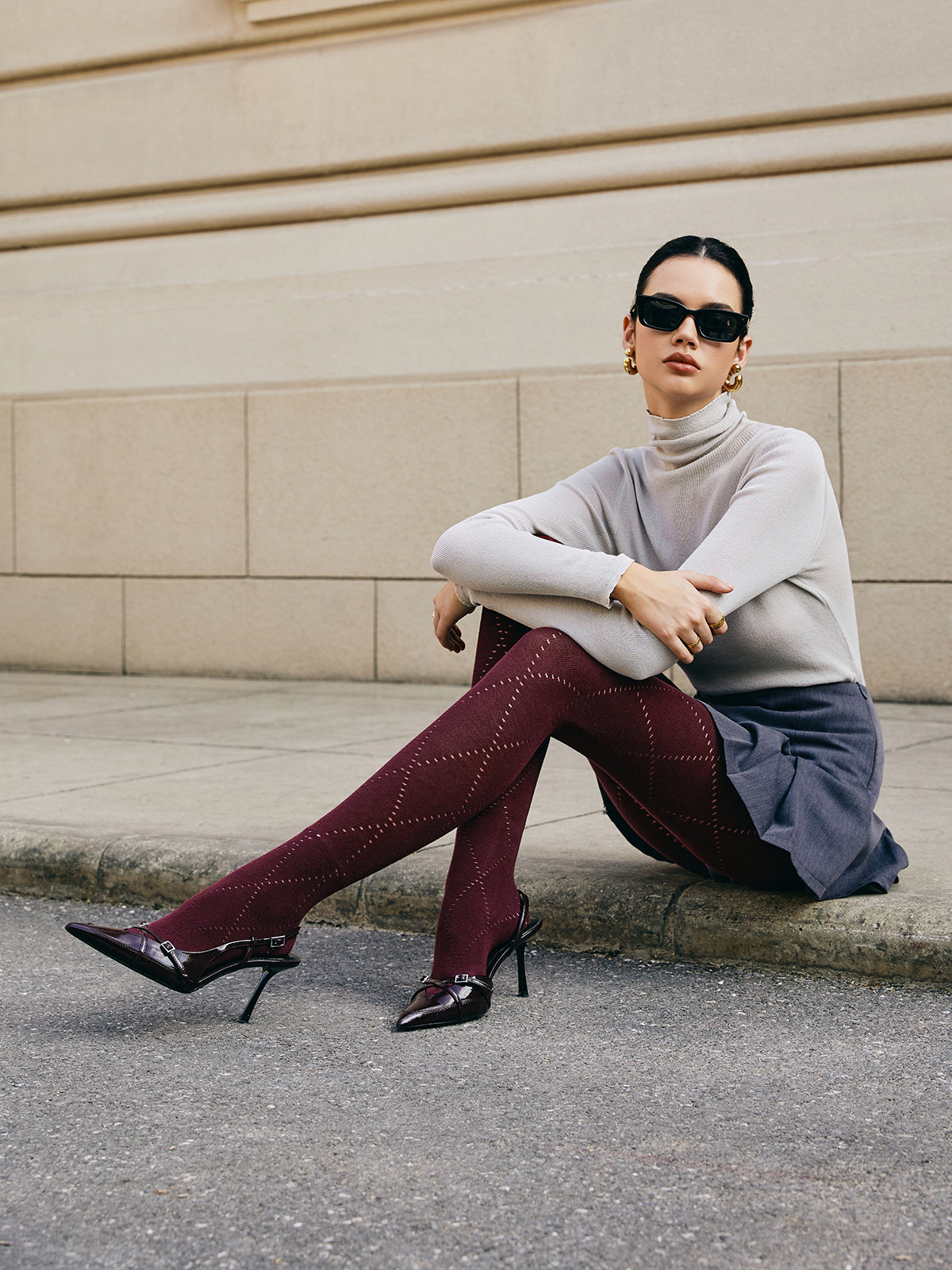 Diamond-Pattern Invisible Tights-Chicvia