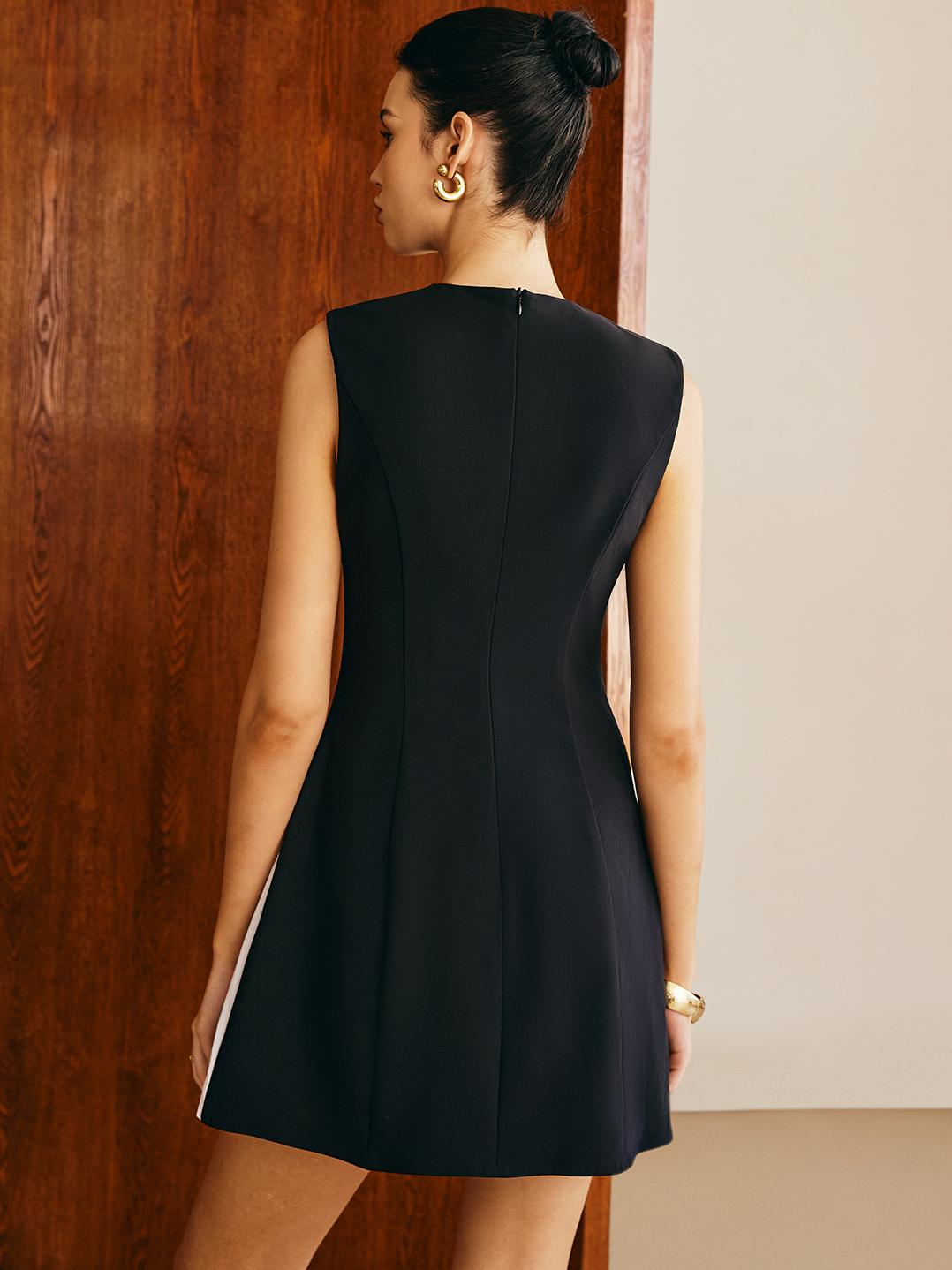 Pleated Panel Tank Dress-Chicvia