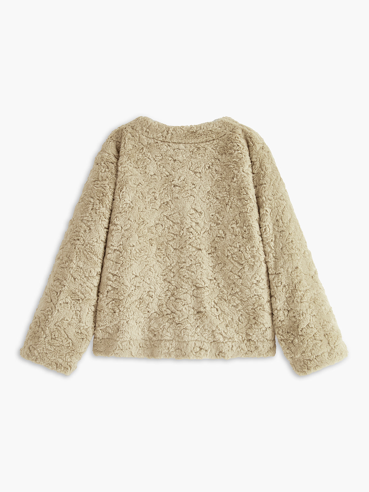 Minky V-Neck Breasted Faux Fur Coat-Chicvia