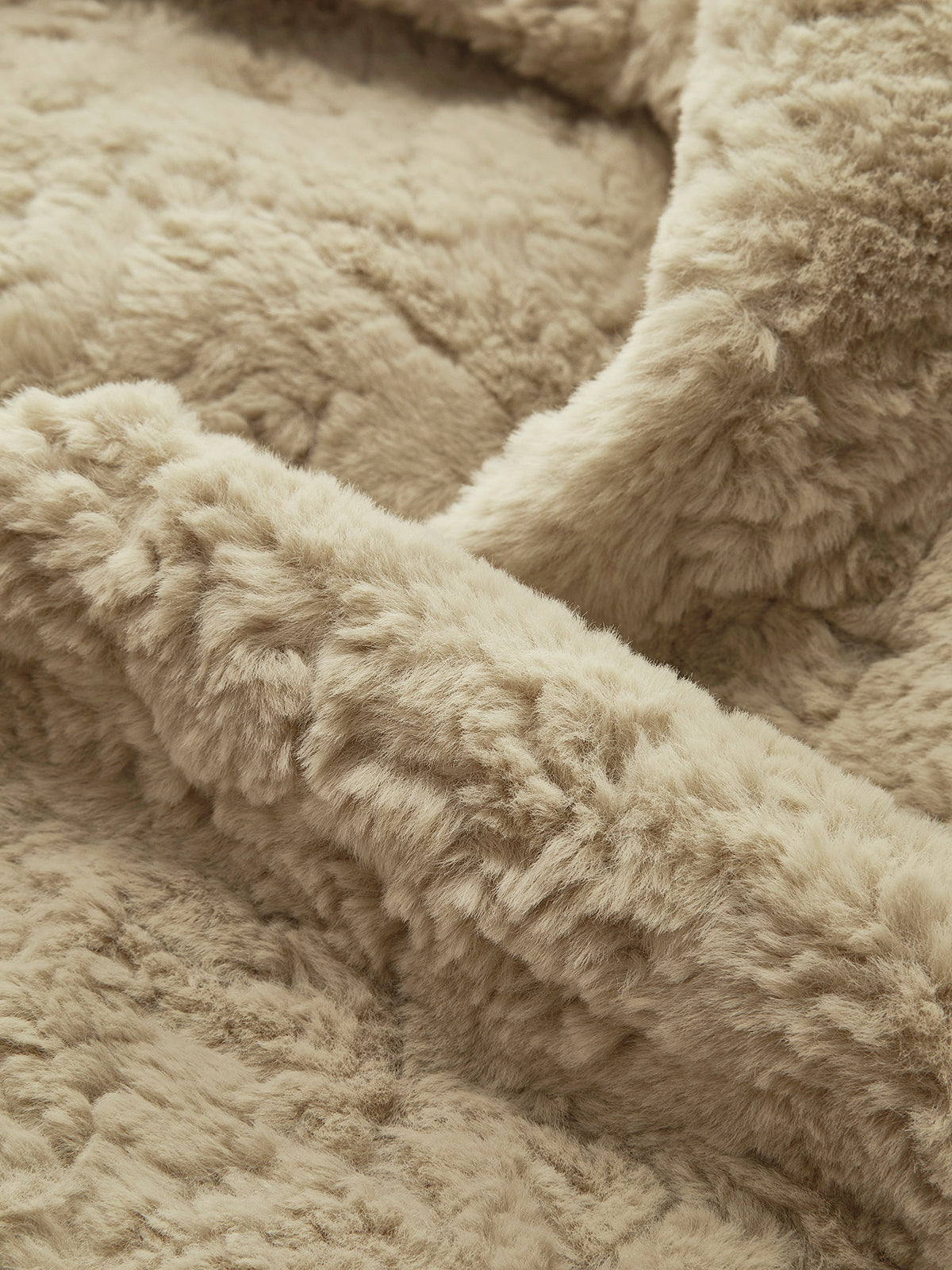 Minky V-Neck Breasted Faux Fur Coat-Chicvia