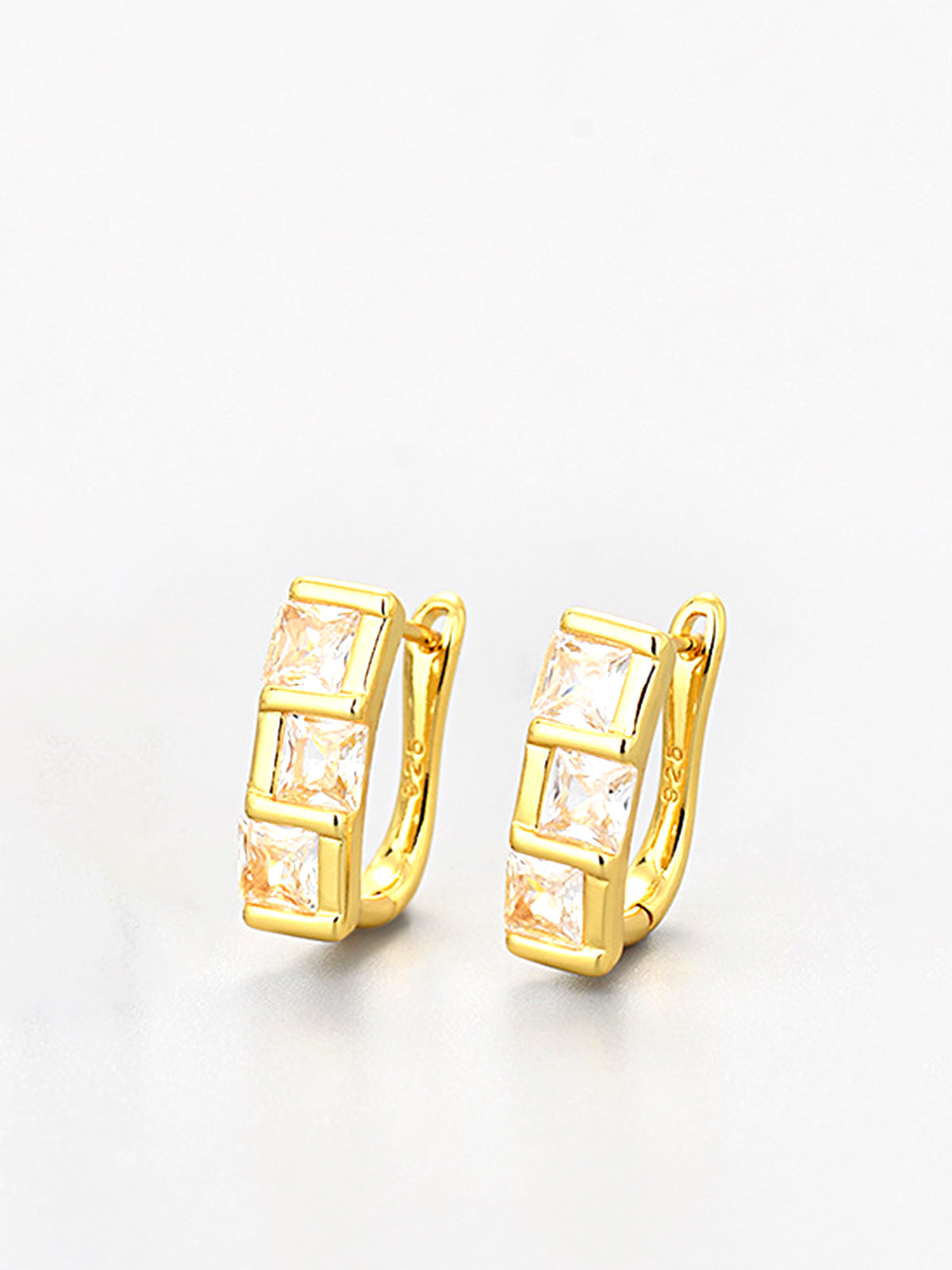 Elegant Square Zircon Hoop Earrings-Chicvia
