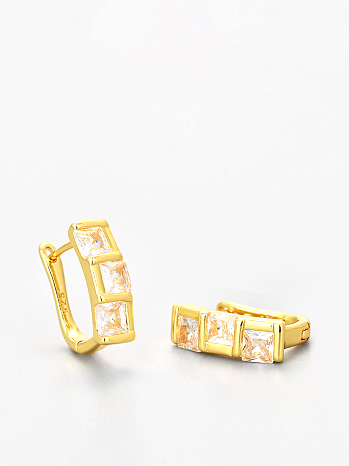 Elegant Square Zircon Hoop Earrings-Chicvia