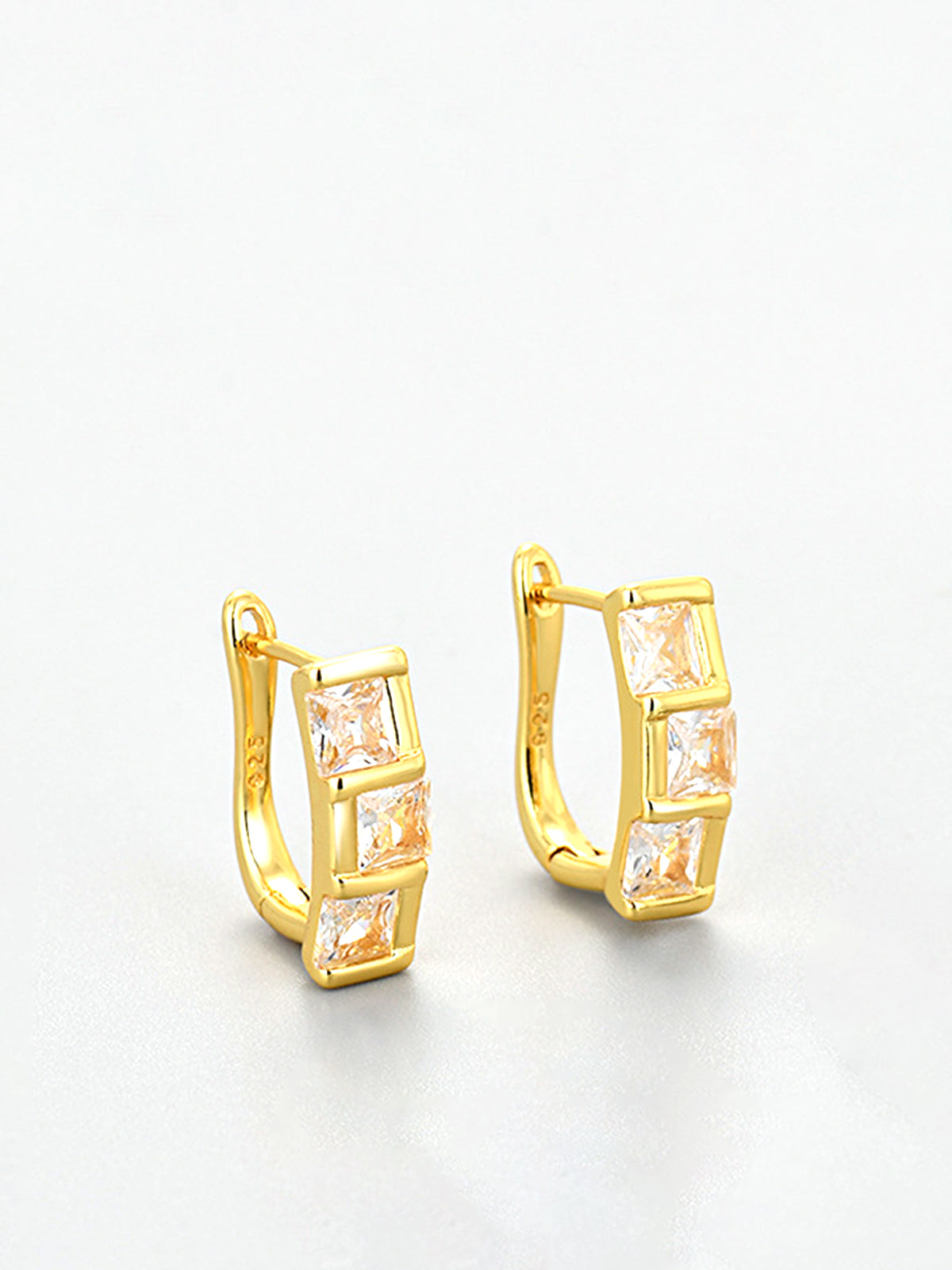 Elegant Square Zircon Hoop Earrings-Chicvia