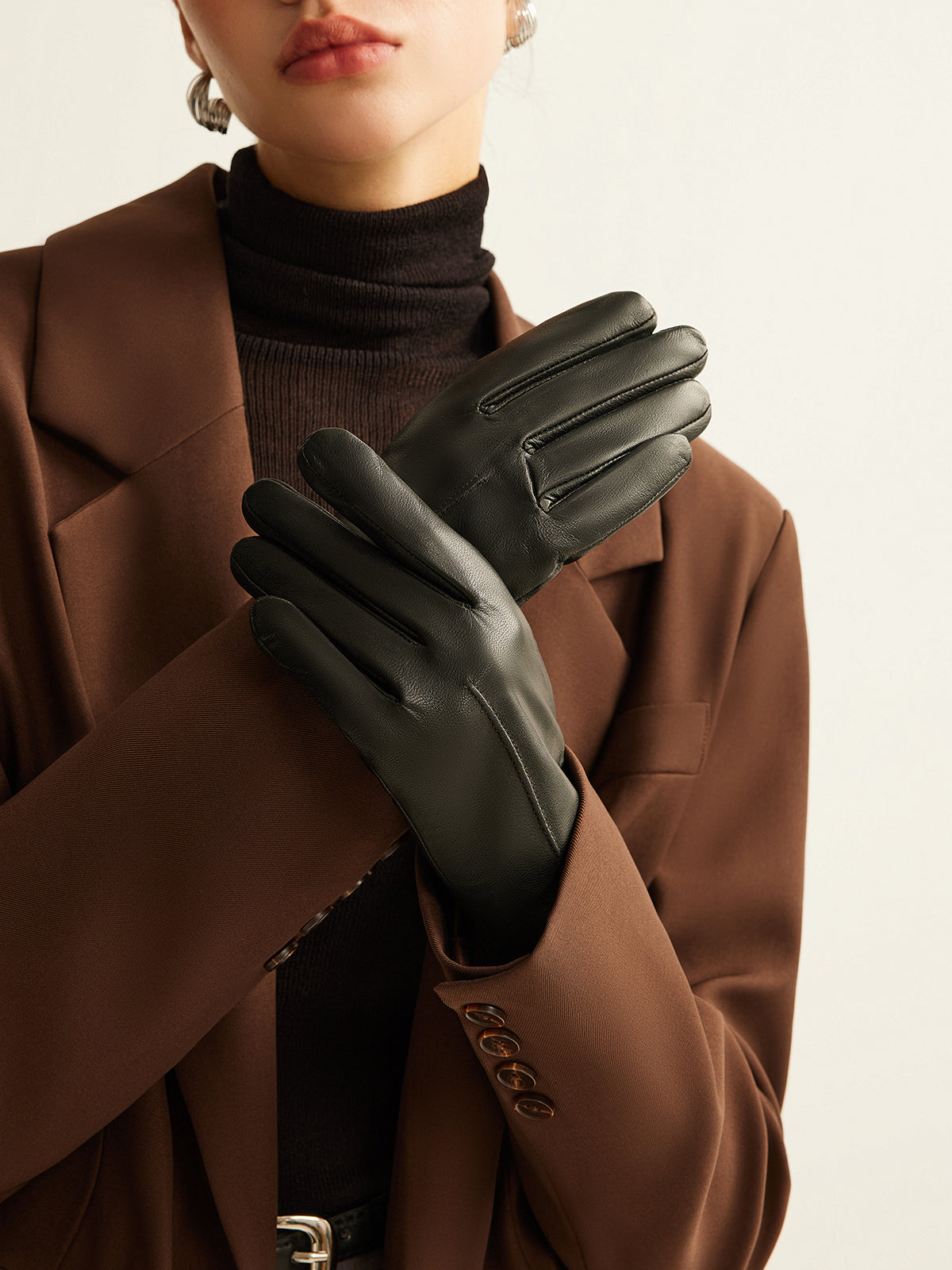 Goatskin Windproof Fleece Lined Gloves-Chicvia