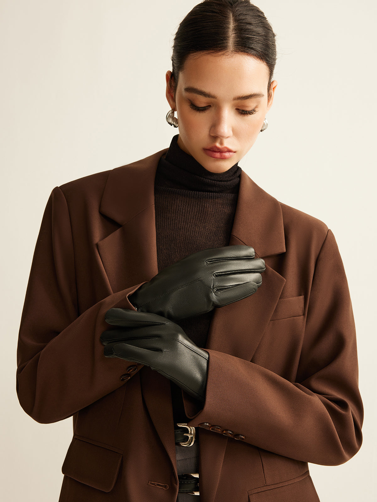 Goatskin Windproof Fleece Lined Gloves-Chicvia