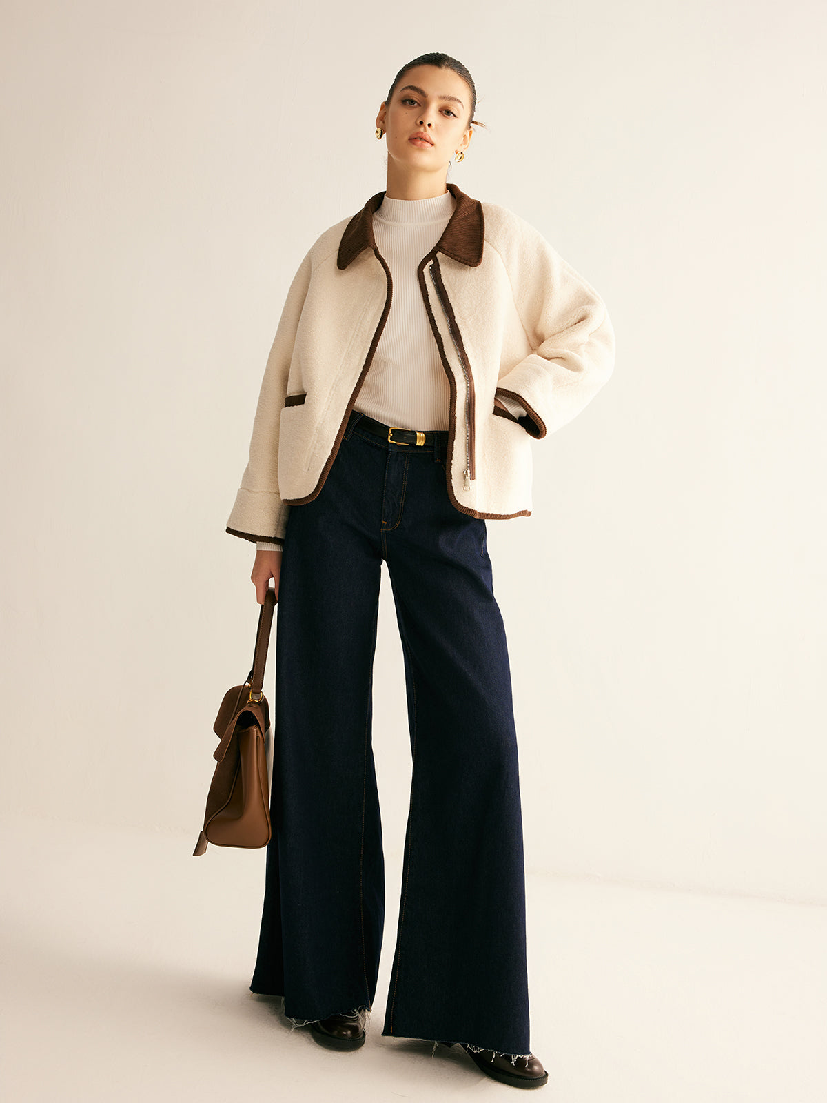 Contrast Binding Minky Jacket-Chicvia