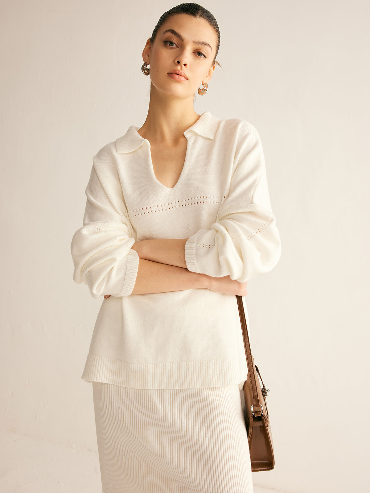 Minimalist Knit Midi Skirt Set-Chicvia