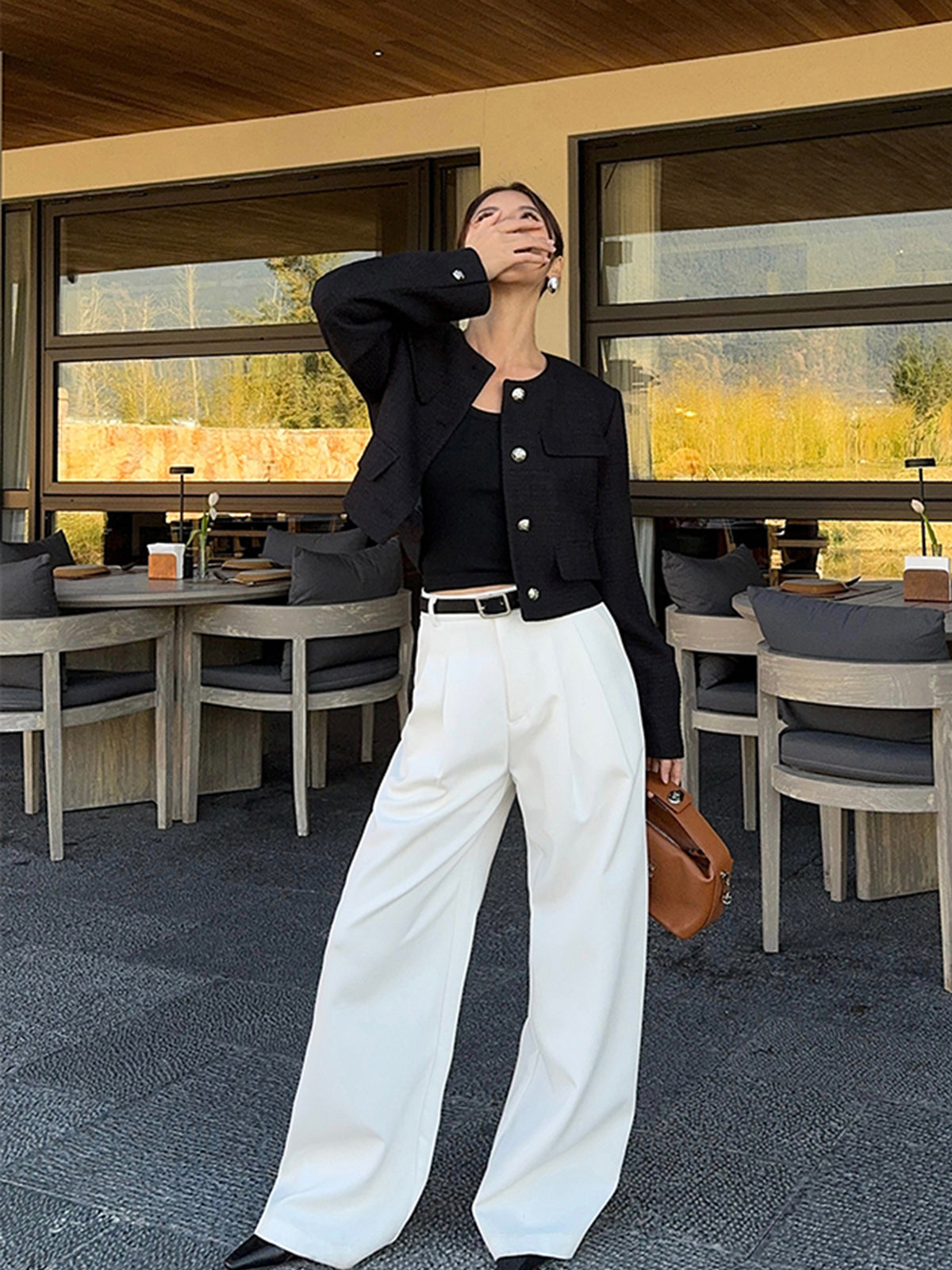 Button Down Tweed Jacket-Chicvia