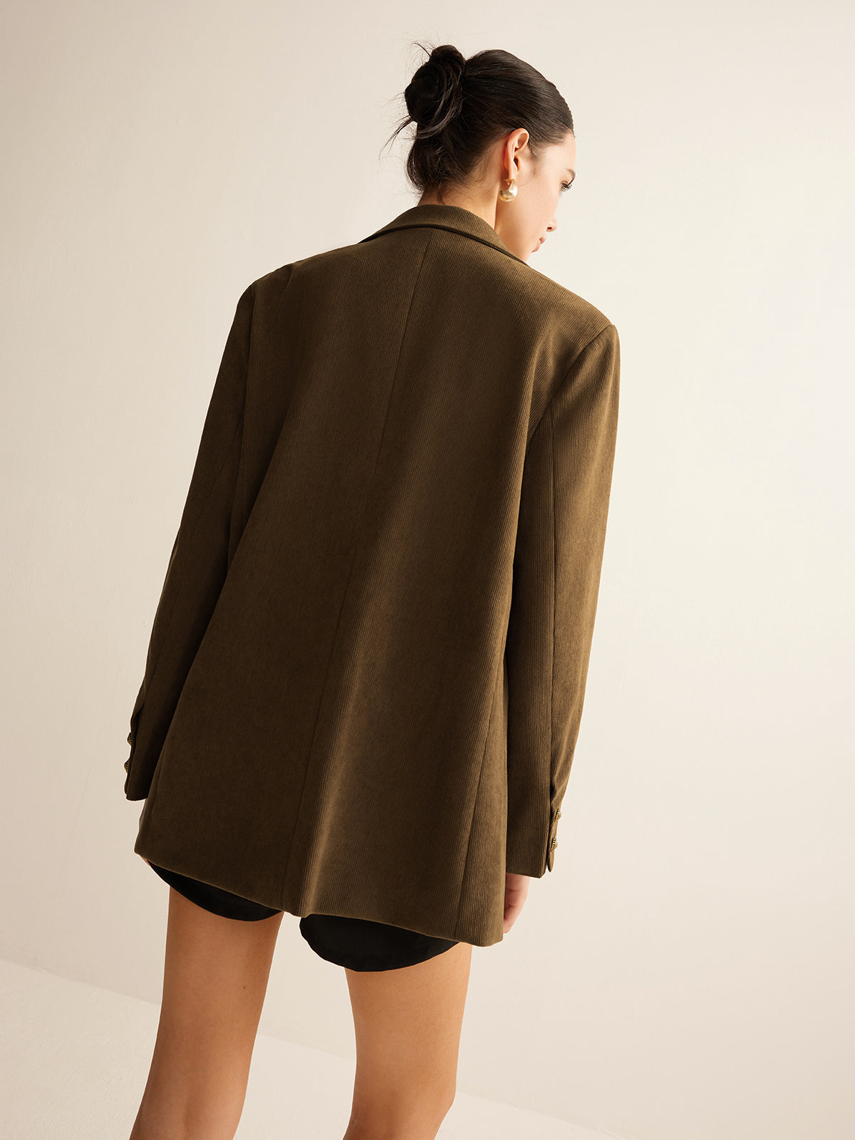 Corduroy Lapel Blazer-Chicvia