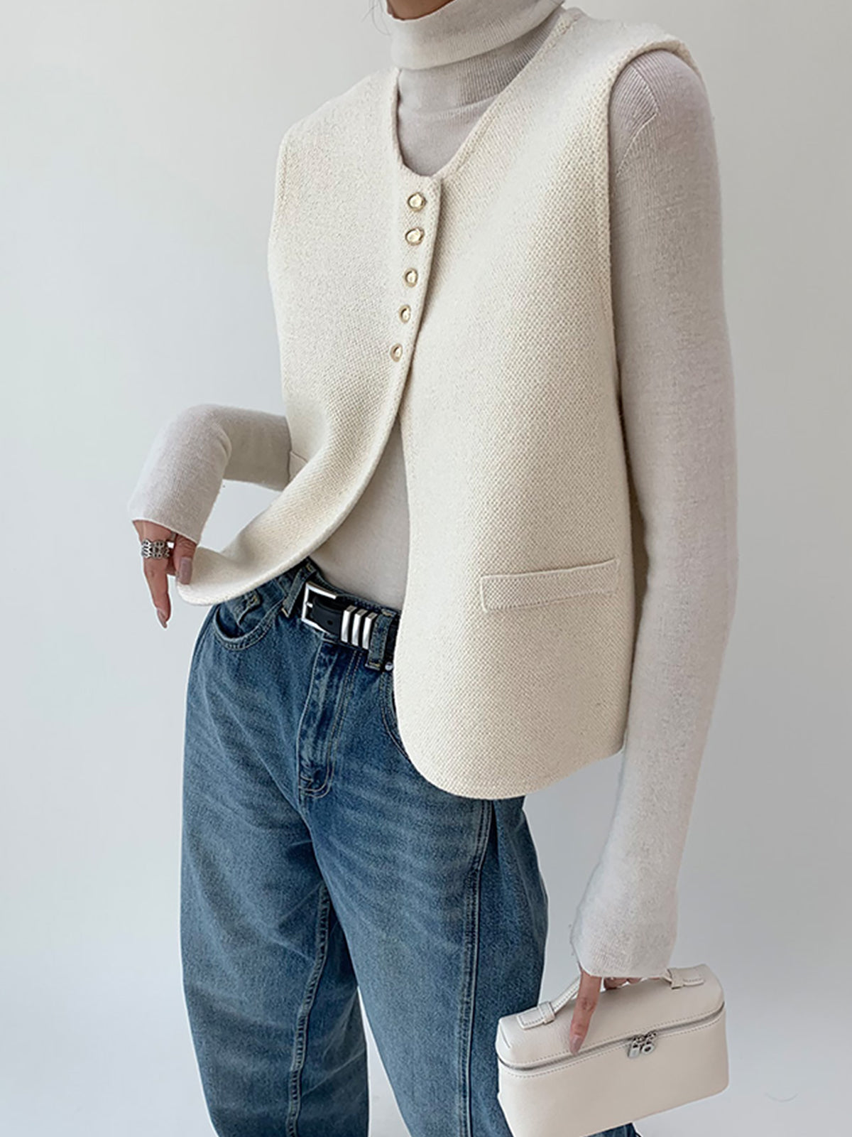 Elegant Split Sweater Vest-Chicvia