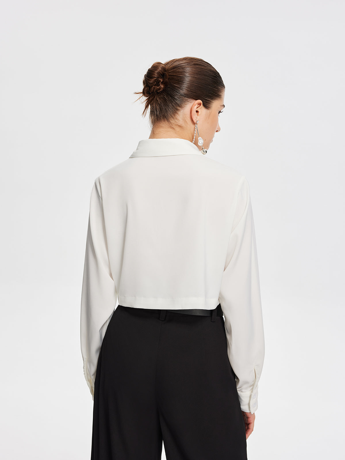 Fair And Square Collared Crop Shirt-Chicvia