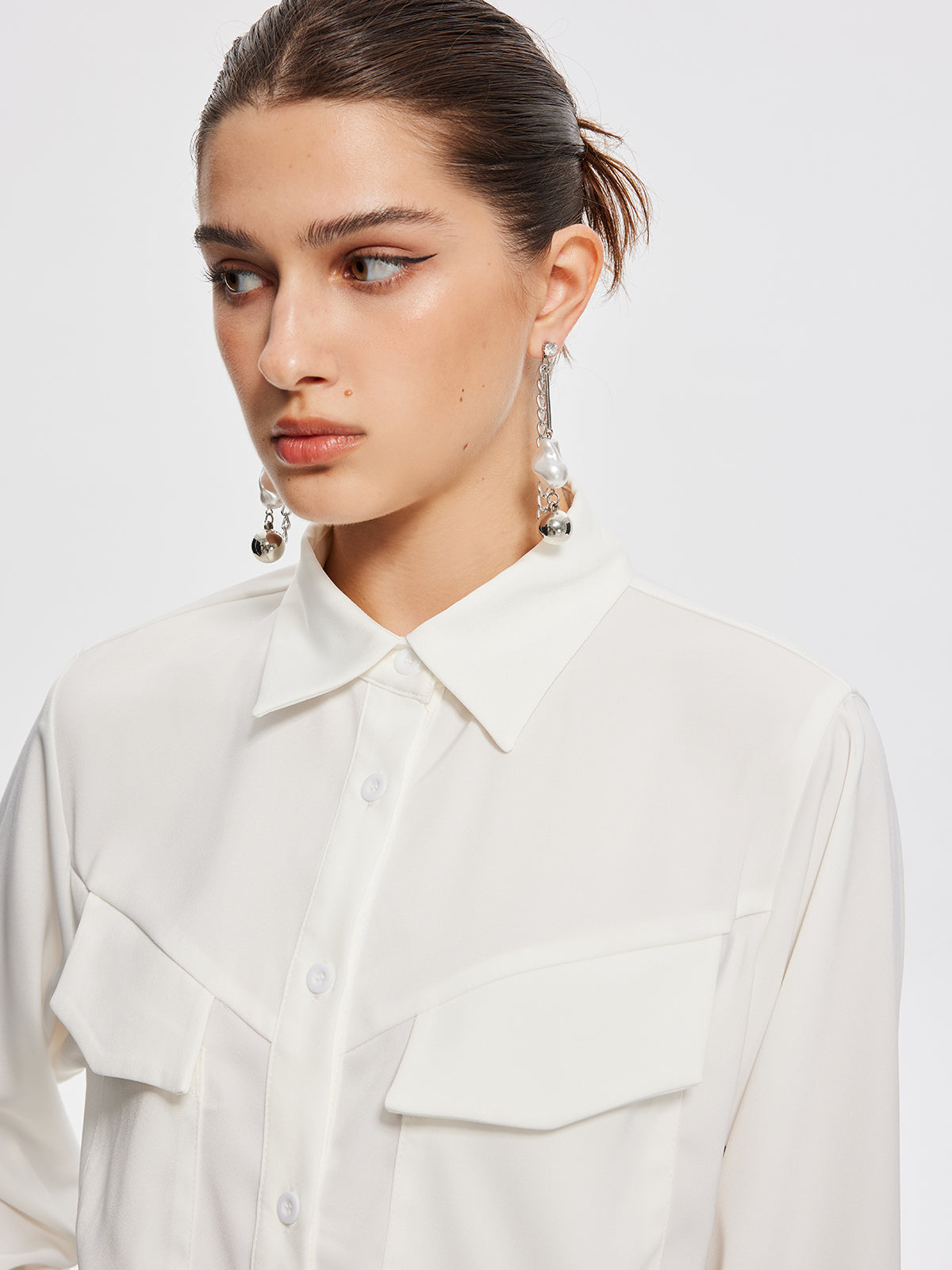Fair And Square Collared Crop Shirt-Chicvia