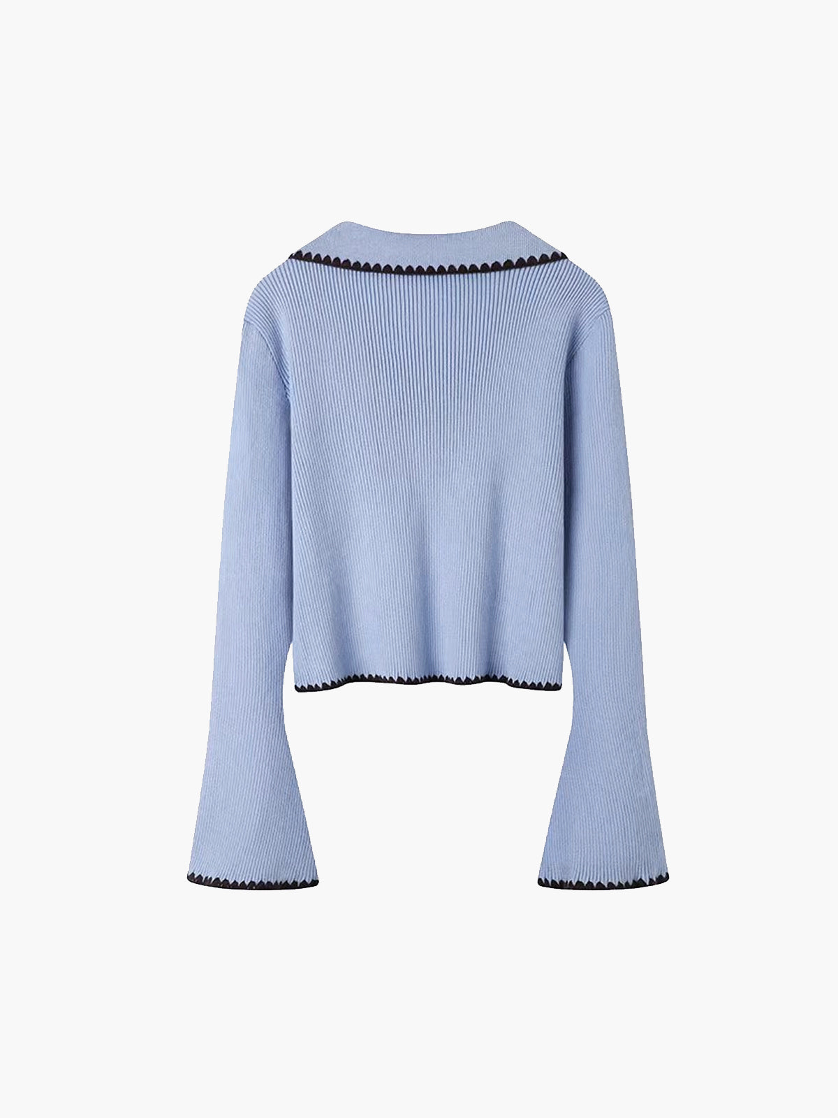 Embroidered Trim Lapel Cardigan-Chicvia