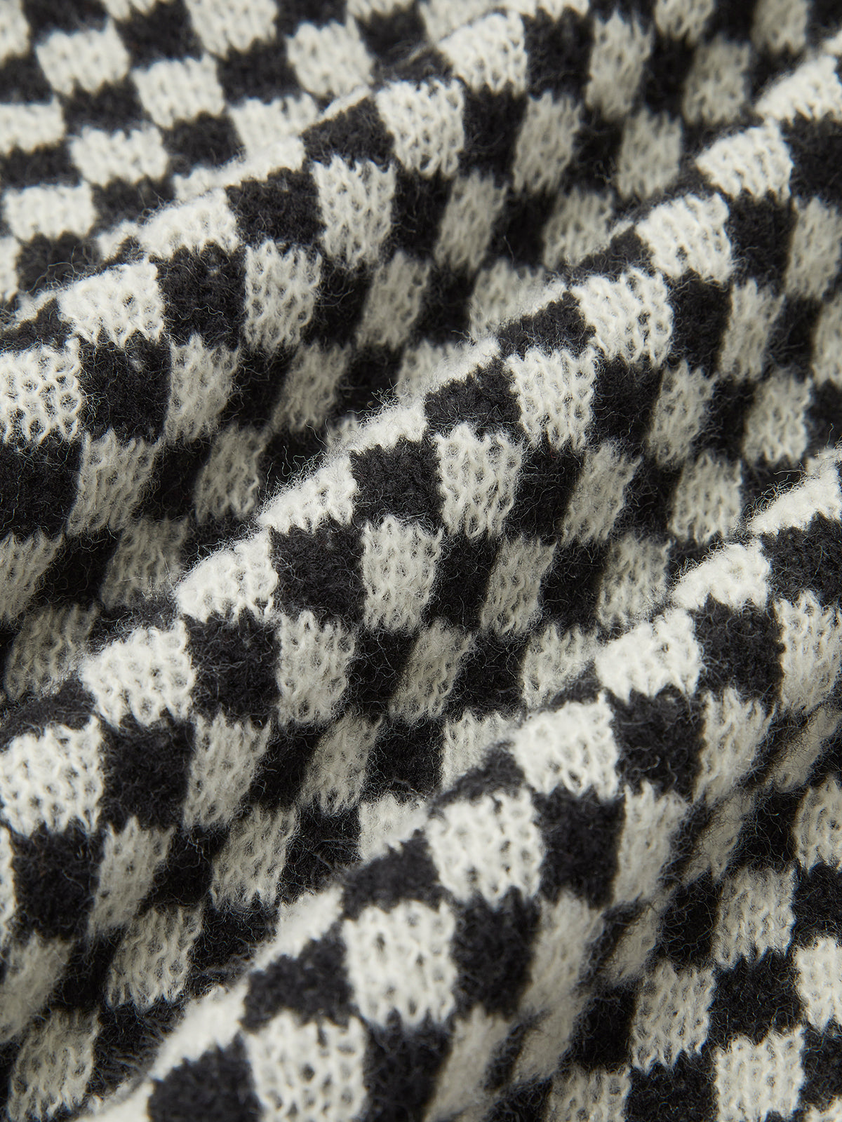 Oversized Geometric-Pattern Crop Knit Outerwear-Chicvia