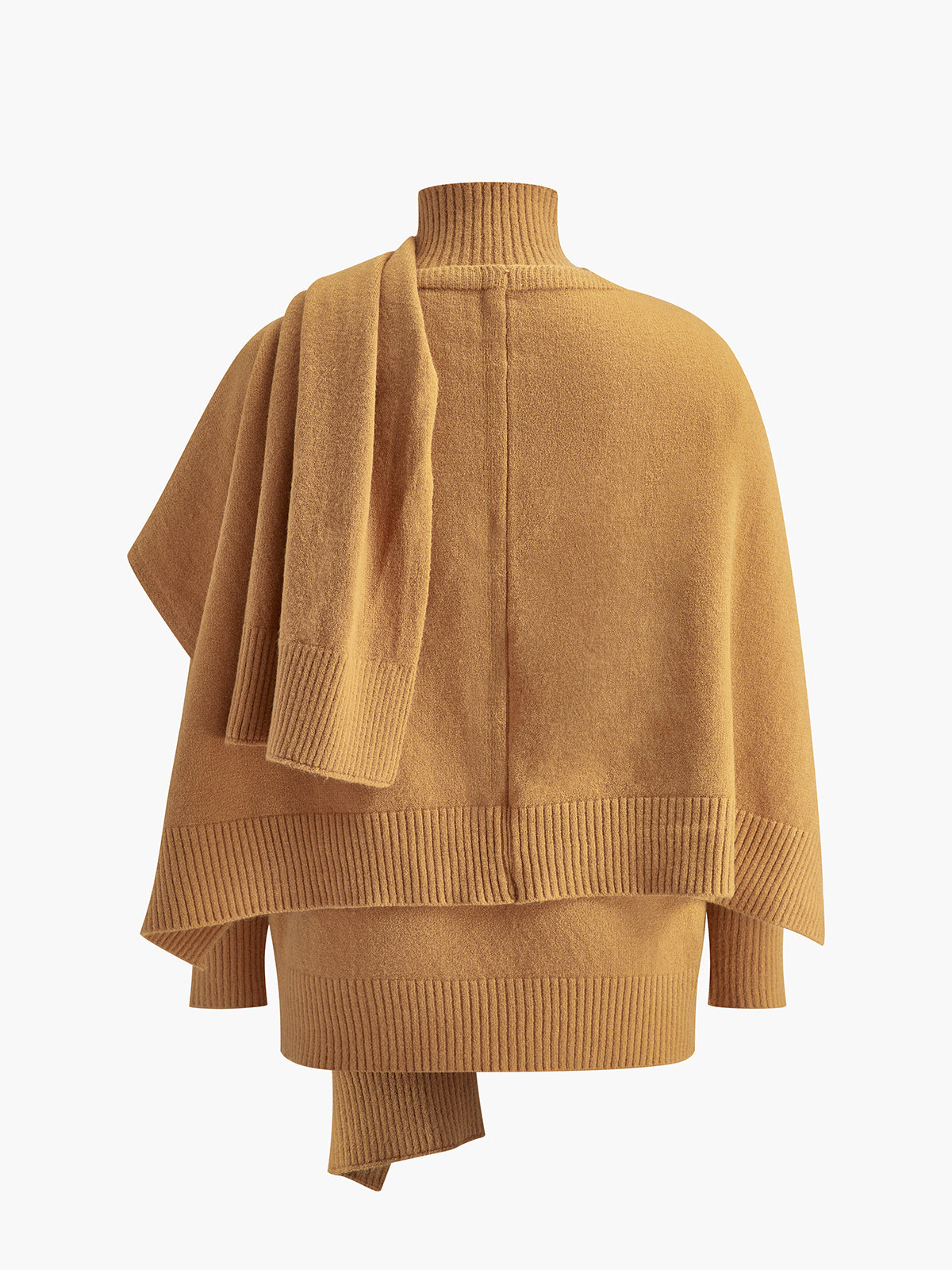 Plain Mock Neck Three-Piece Sweater Pants Set-Chicvia