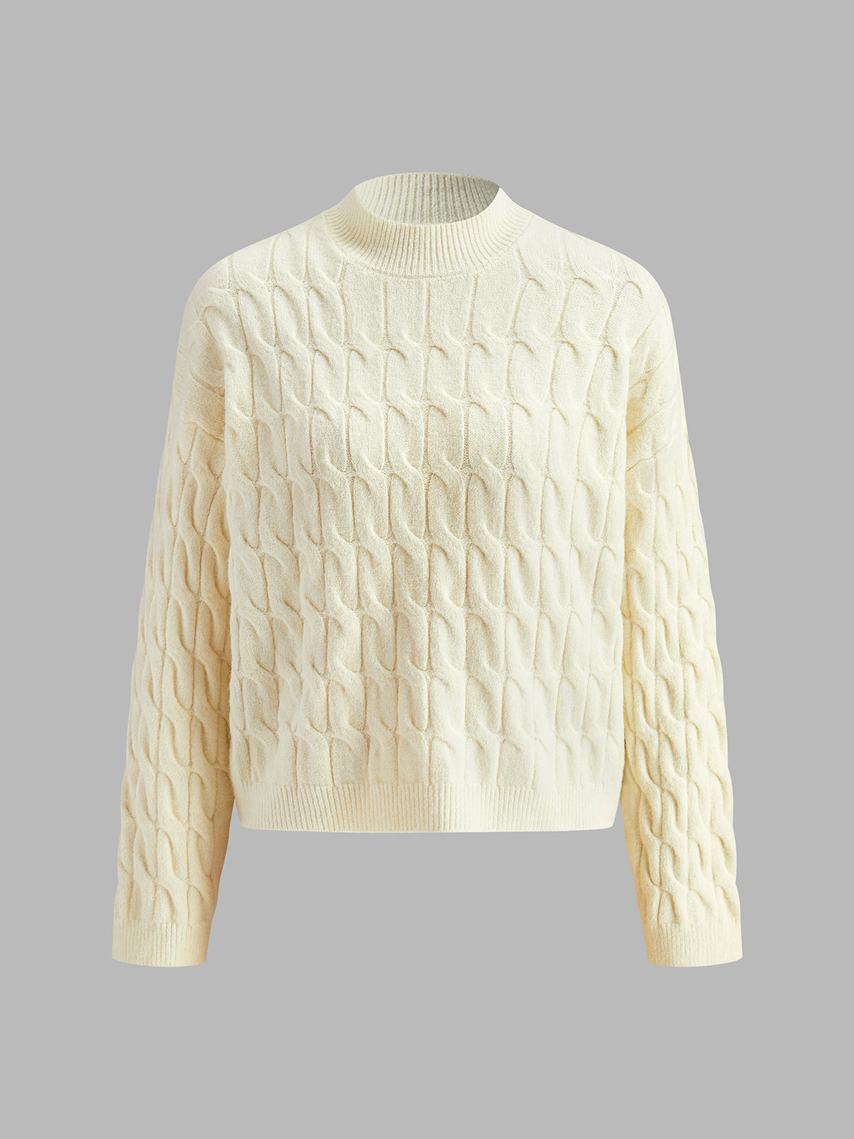 Cable Sweater With Button Scarf-Chicvia