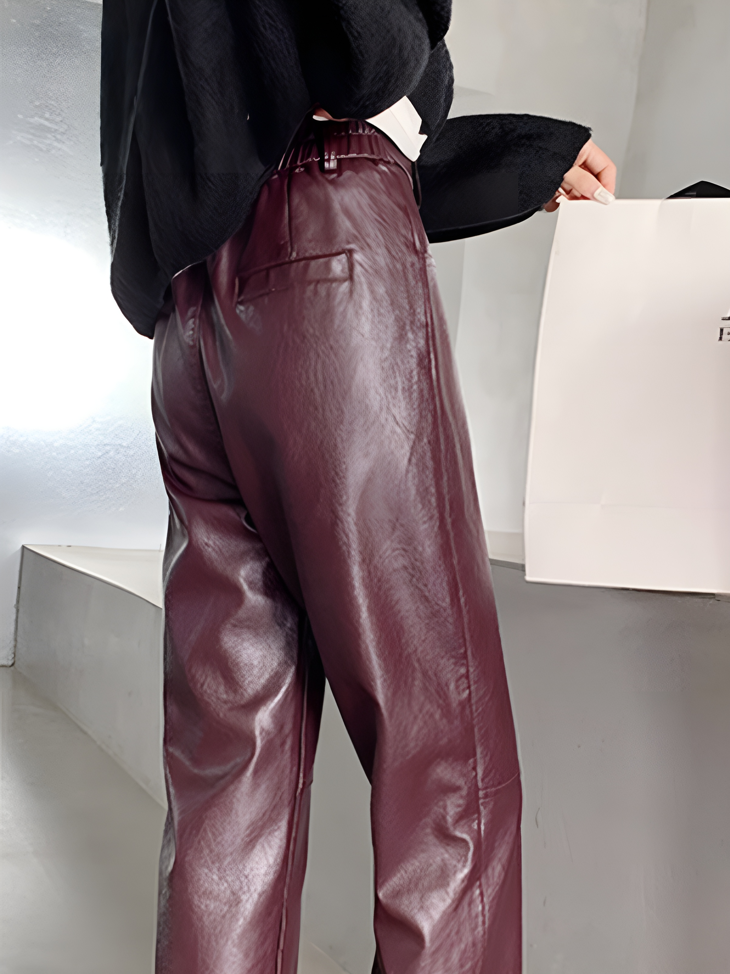Faux Leather Cropped Pants-Chicvia