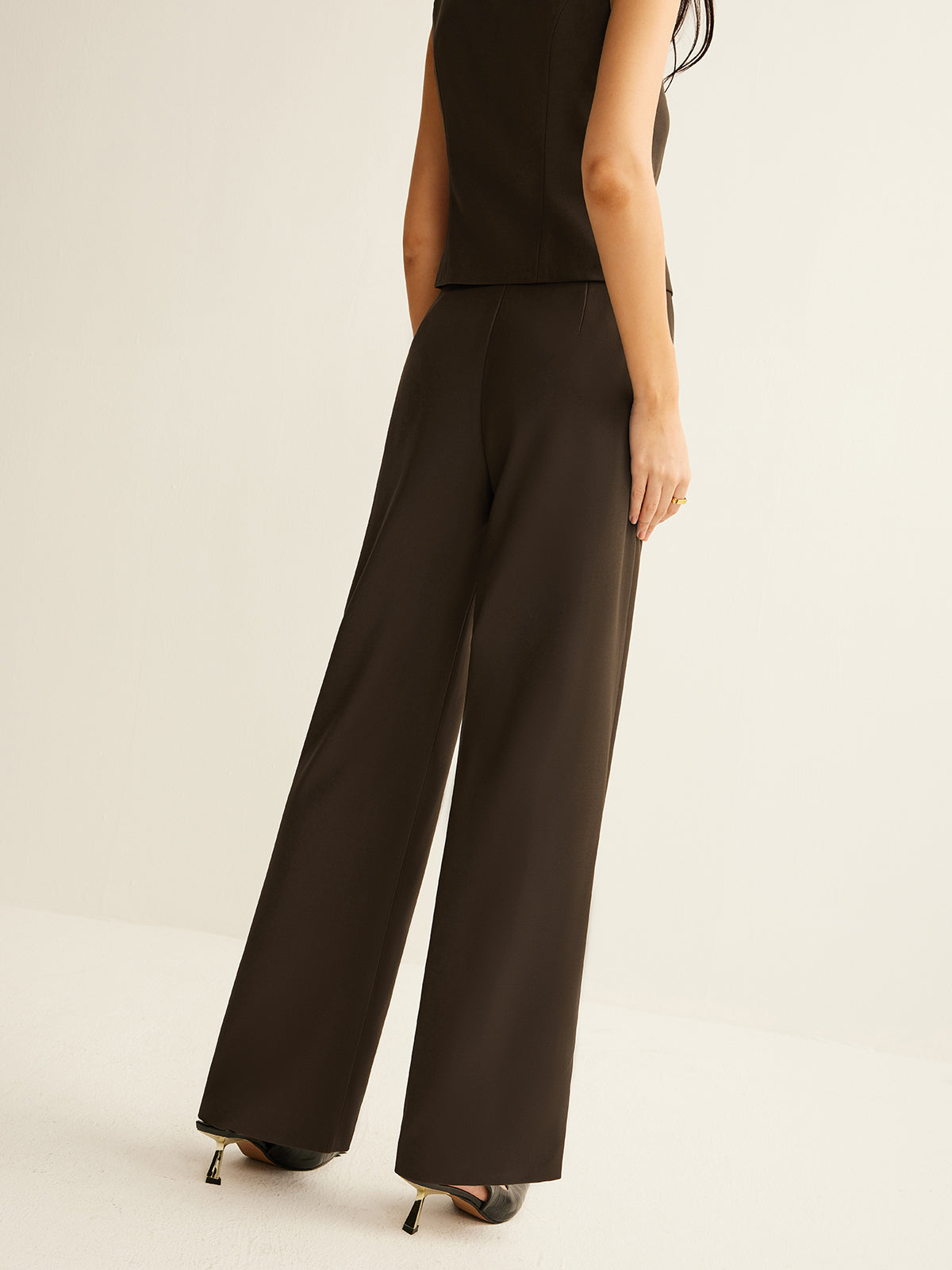 High-Waist Straight Pants-Chicvia