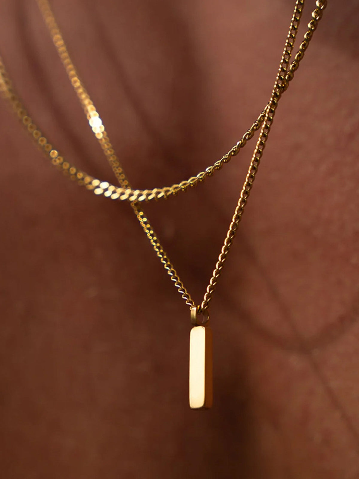 Golden Strip Pendant Necklace-Chicvia