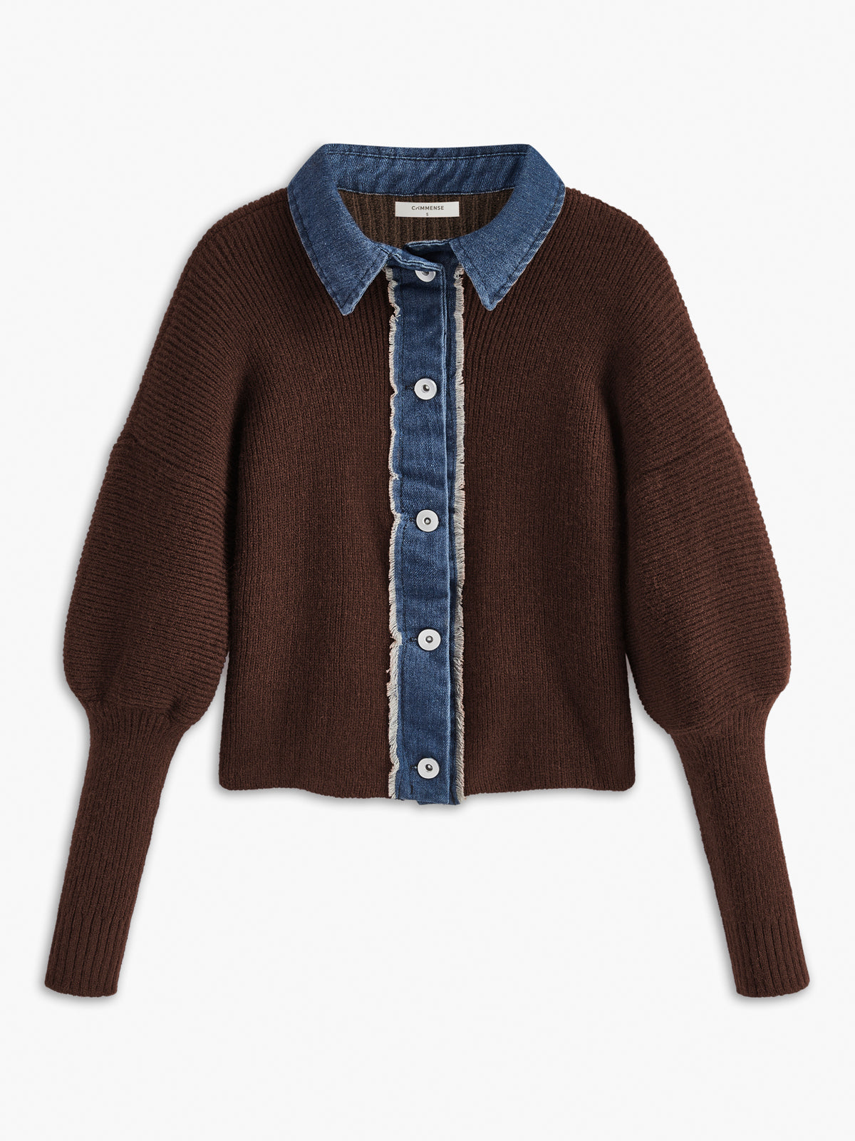 Panel Breasted Stretch Lapel Knit Top-Chicvia