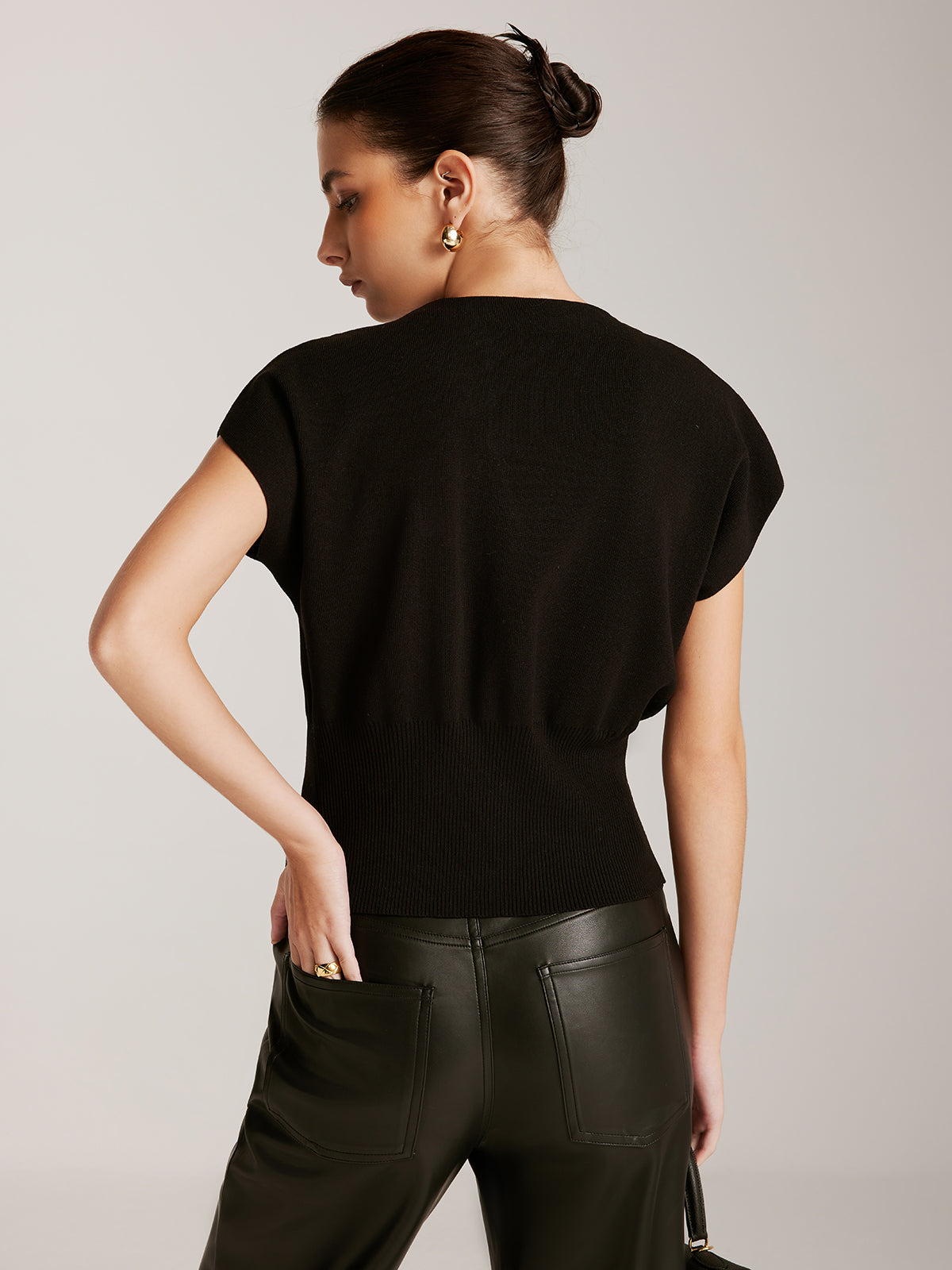 Metal Button Sweater Vest-Chicvia