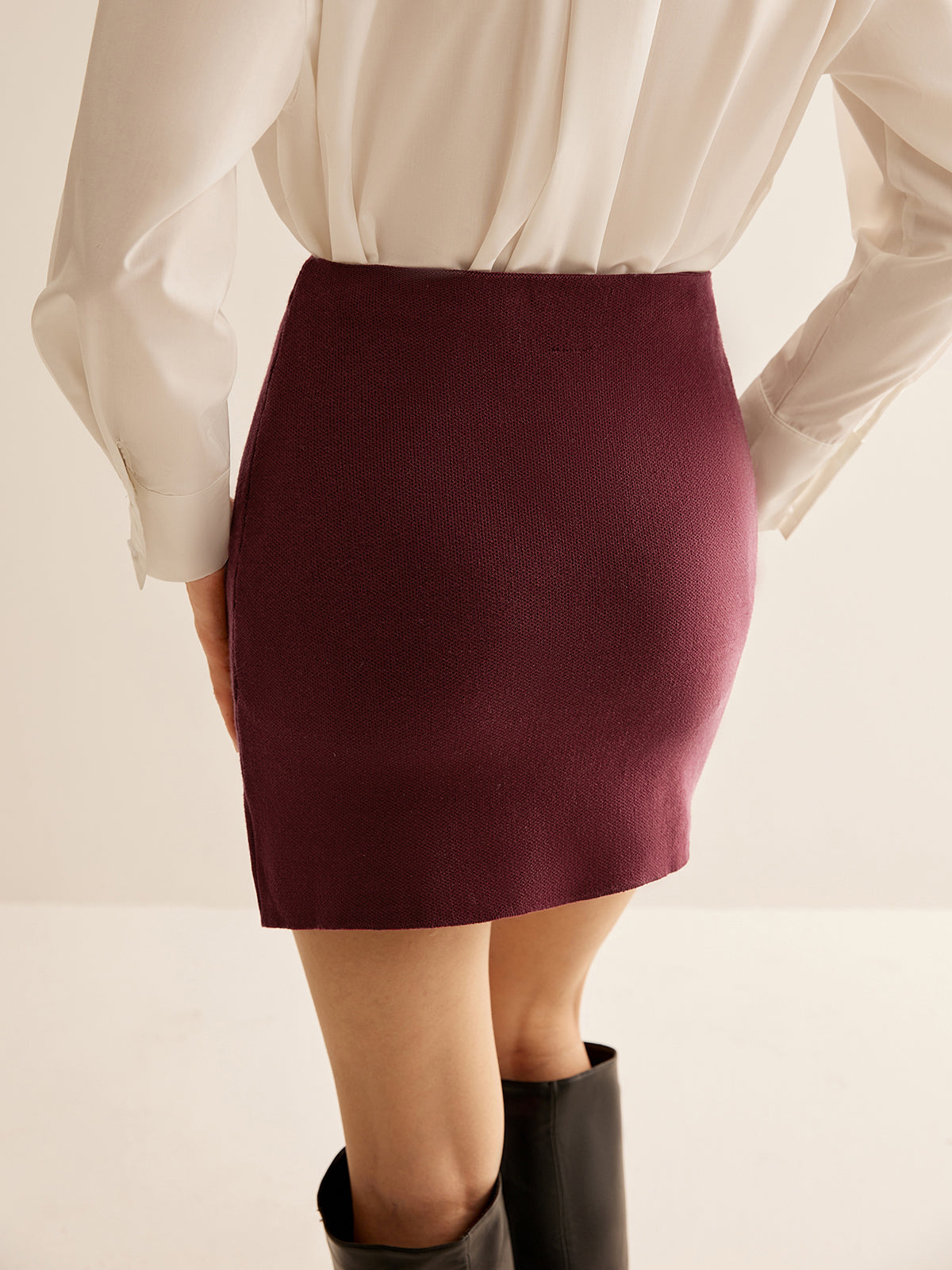 Minimalist Slim Sweater Mini Skirt-Chicvia