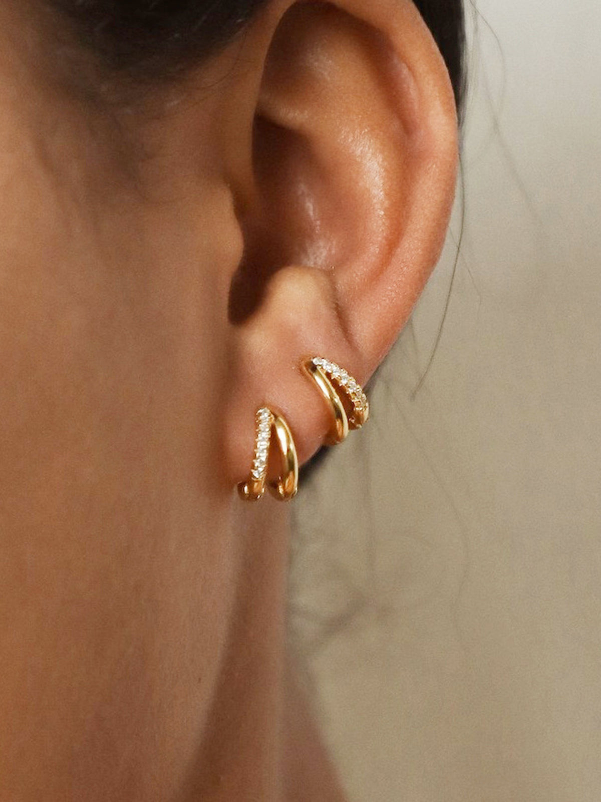 Double Hoop Rhinestone Earrings-Chicvia