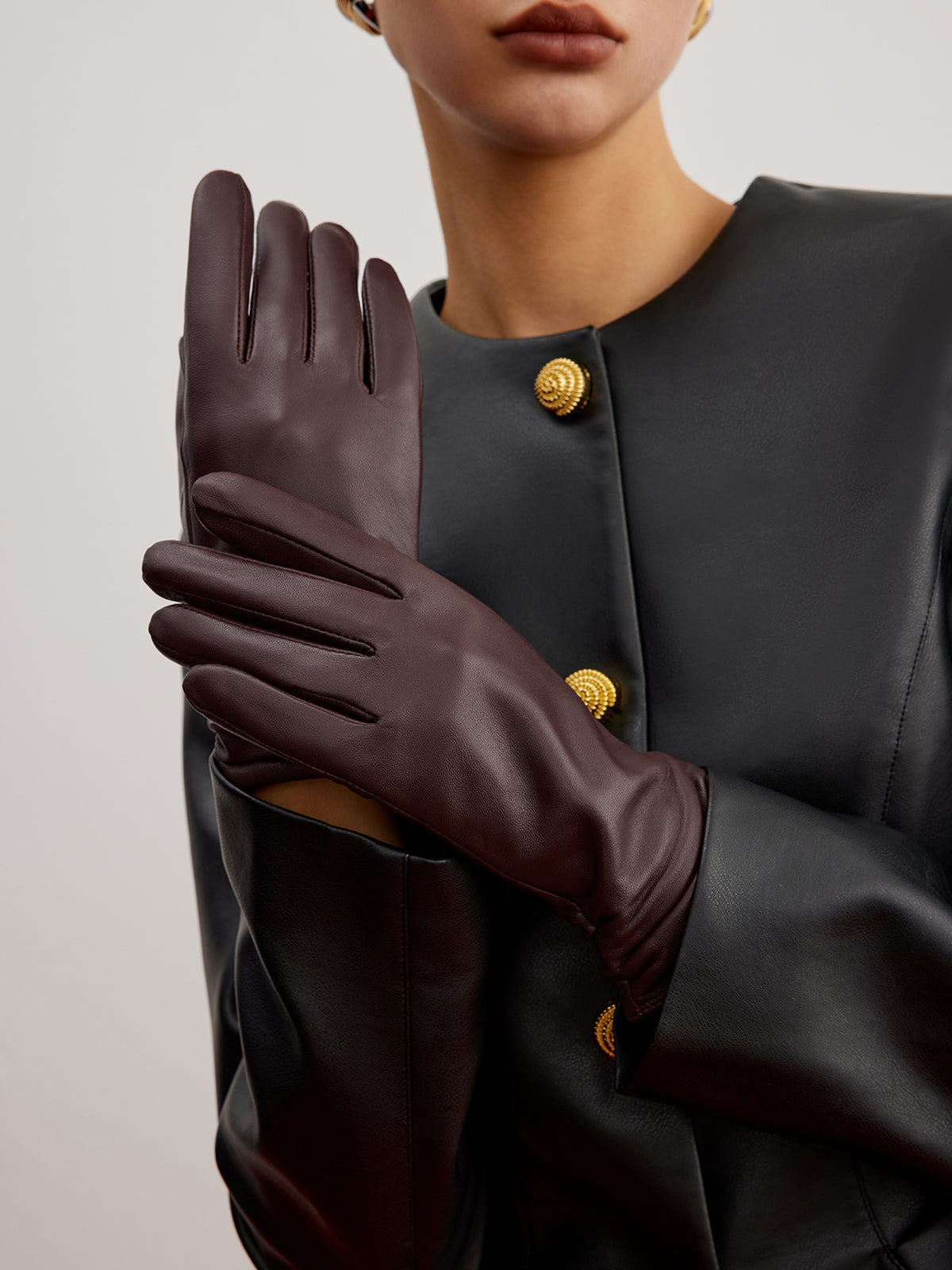 Fleece Lined Goatskin Gloves-Chicvia