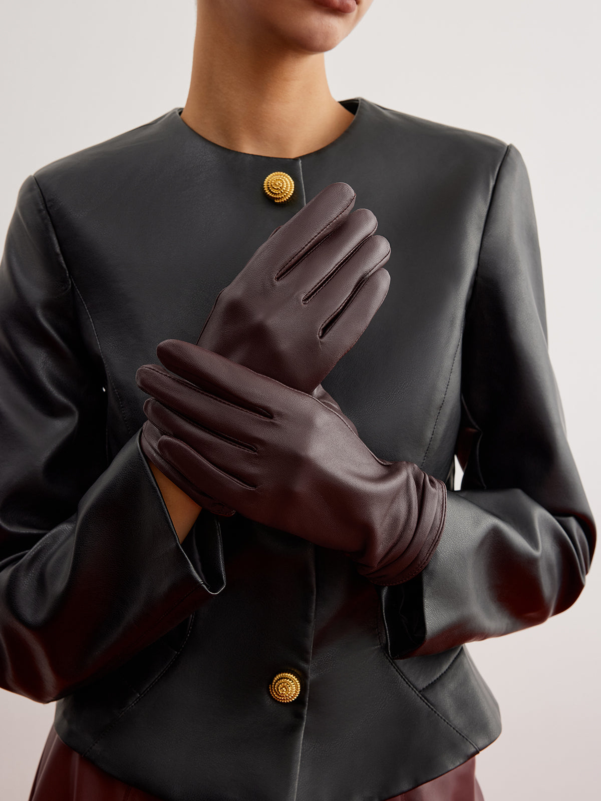 Fleece Lined Goatskin Gloves-Chicvia
