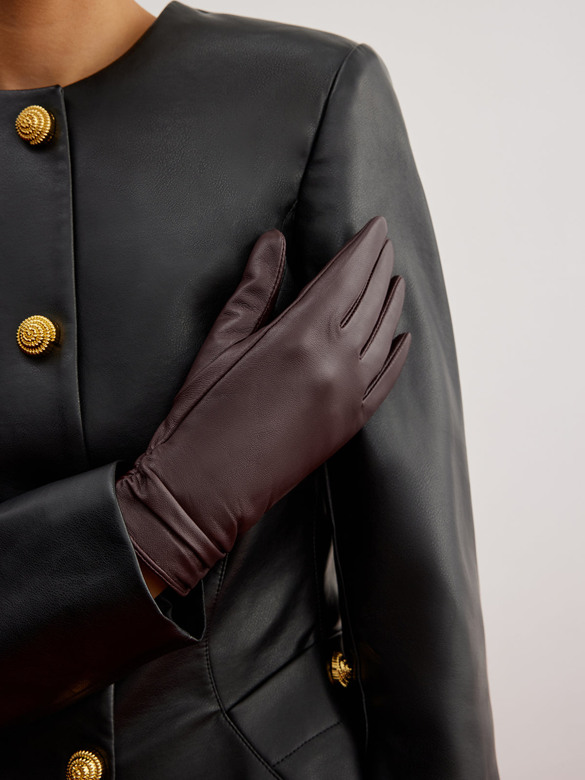 Fleece Lined Goatskin Gloves-Chicvia