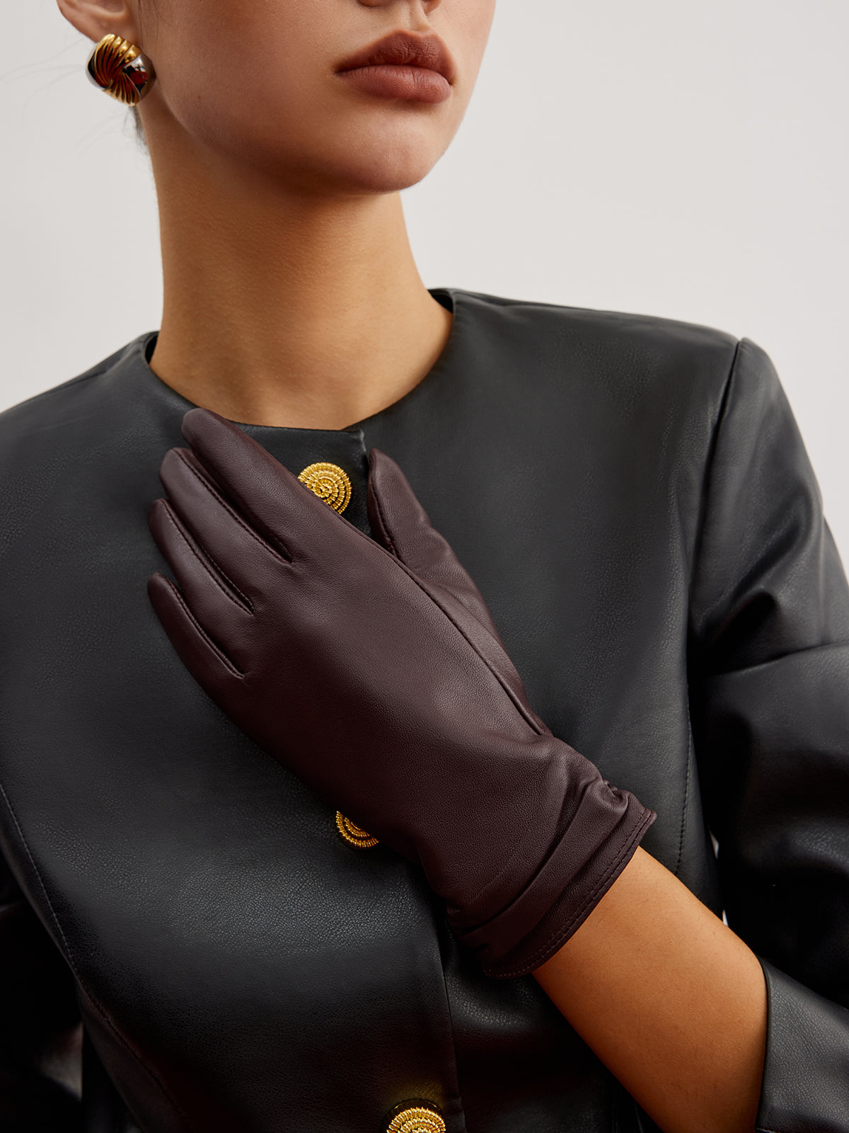 Fleece Lined Goatskin Gloves-Chicvia