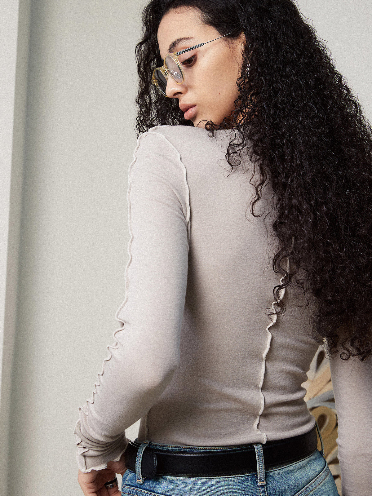 Lettuce Trim Skinny Jersey Top-Chicvia