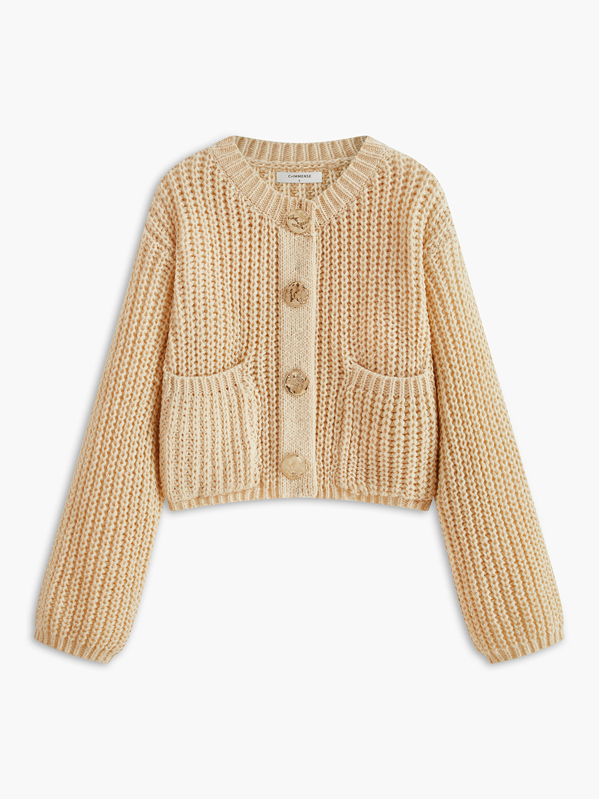 Plain Button Chunky Cardigan-Chicvia