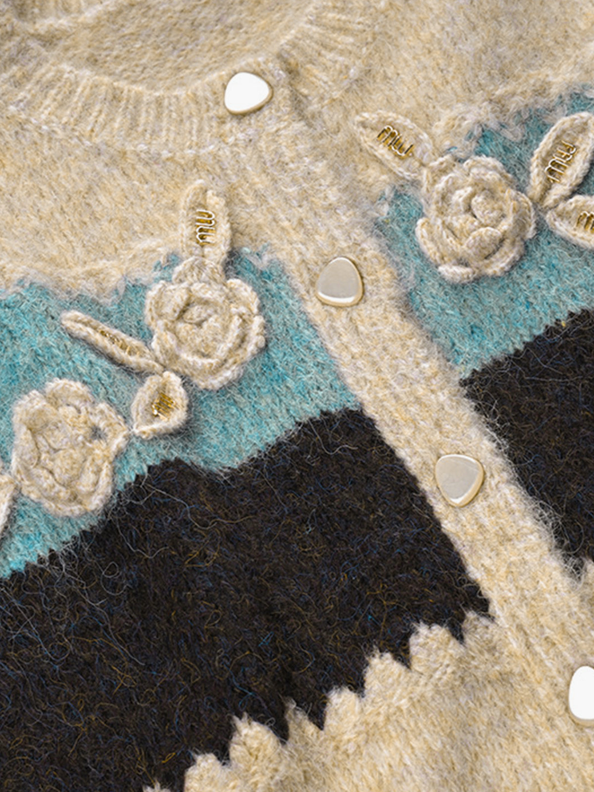 Crochet Floral Color Block Cardigan-Chicvia