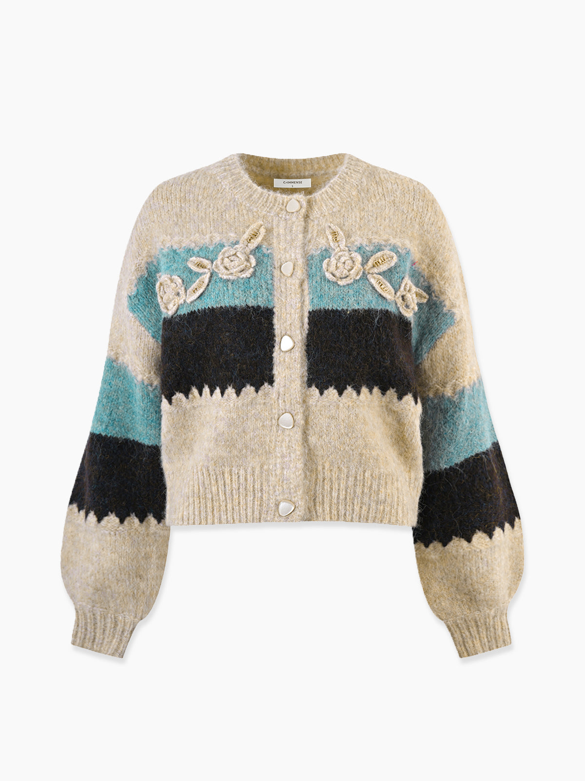 Crochet Floral Color Block Cardigan-Chicvia