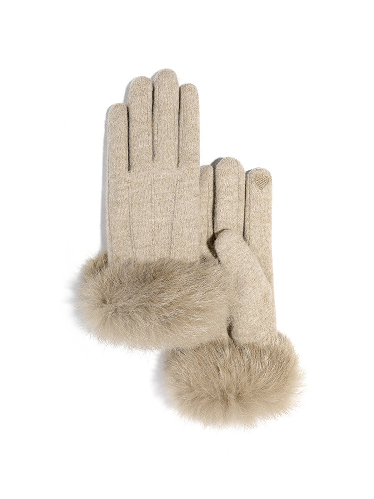 Fur Trim Cashmere Gloves-Chicvia