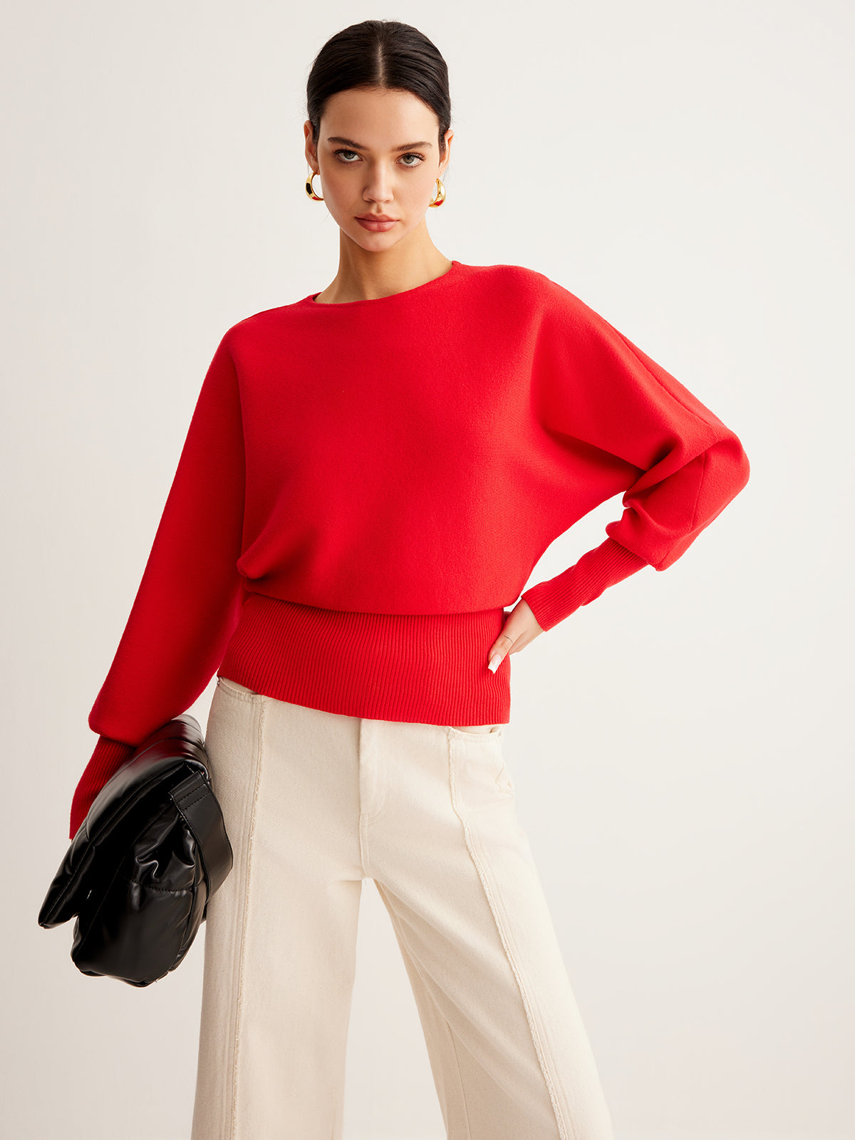 Leg-Of Mutton Cinched Sweater-Chicvia